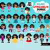 Afro Girl PNG Clipart Bundle, Cute Black Girl Art, Cute digital planner stickers, teacher graphics, Homeschooling, educational printables