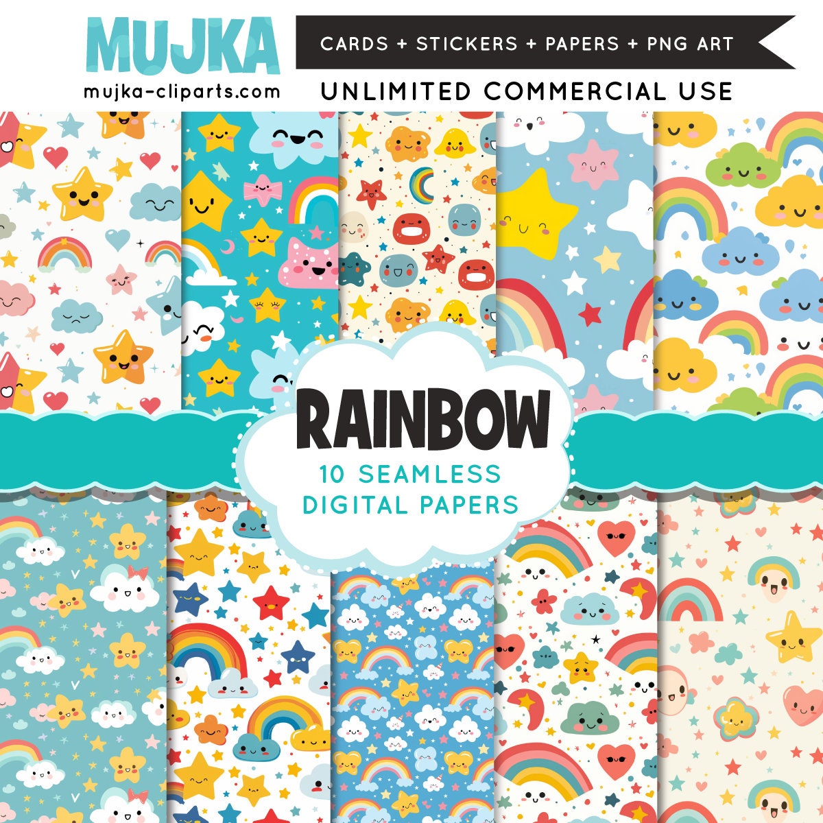 Cute Rainbow Digital papers, Kawaii baby seamless background, nursery – MUJKA CLIPARTS cute-rainbow-digital-papers-kawaii-baby-seamless-background-nursery-mujka-cliparts