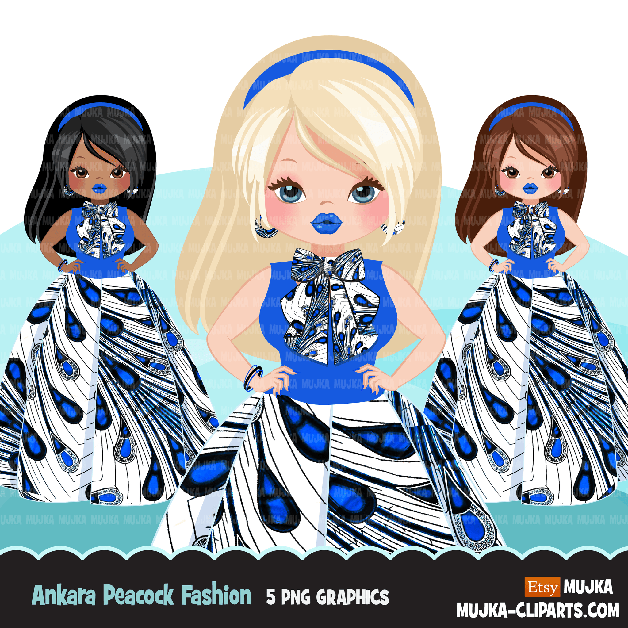 Ankara Fashion Graphics Bundle, Black History African American clipart, commercial use sublimation