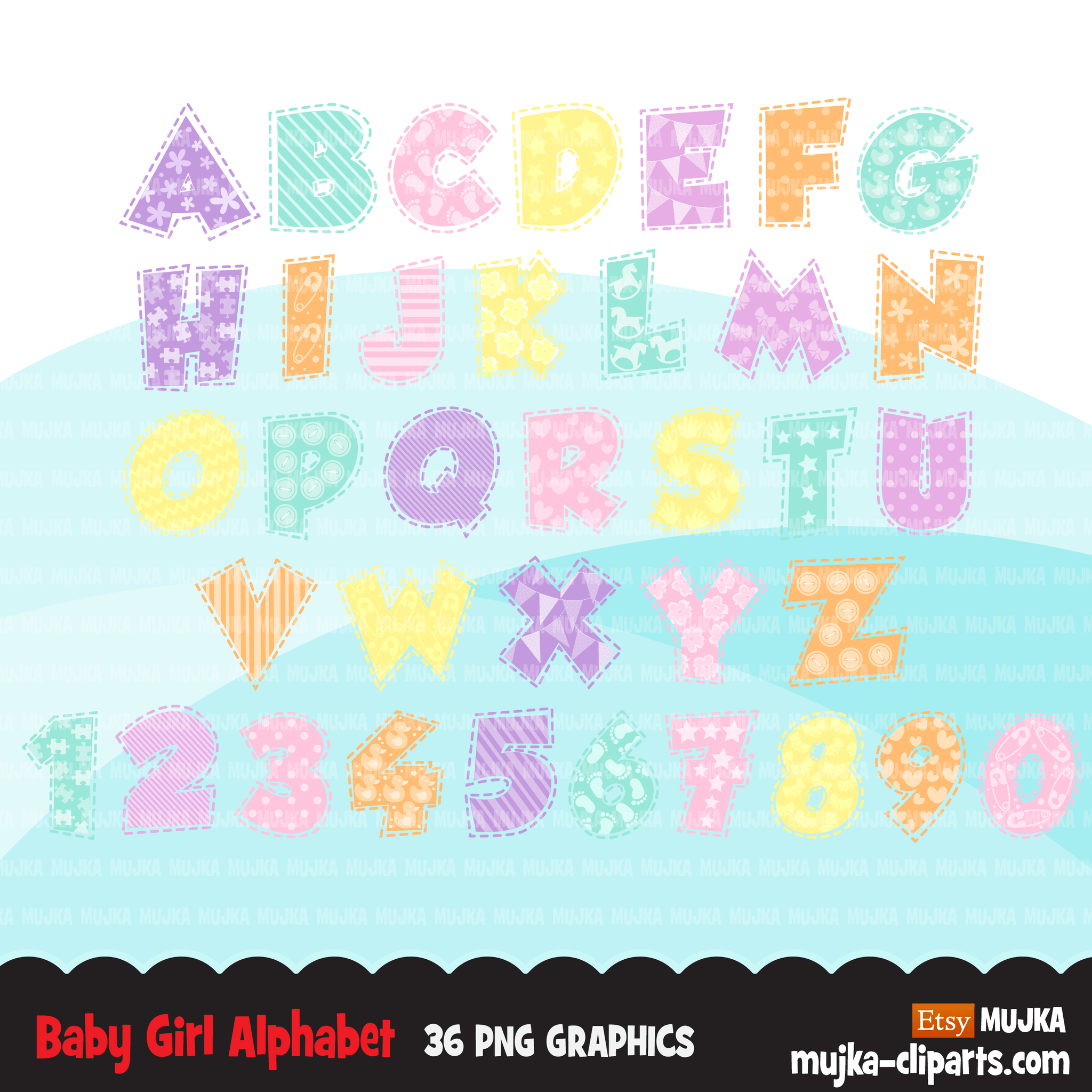 Alphabet Clipart Bundle, Christmas, monsters, rainbow, baby boy and girl, candy, plaid, stitched, science, numbers, PNG clip art
