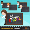 School Education Clipart Bundle. Students, graduates, teachers, distant learning and school elements graphics, boys girls
