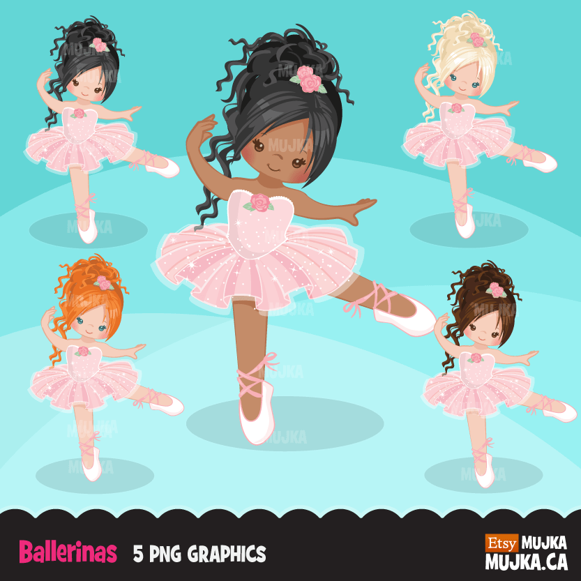 Ballerina Clipart Bundle, Cute ballerinas and ballet sets, dance graphics, Girls
