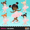 Ballerina Clipart Bundle, Cute ballerinas and ballet sets, dance graphics, Girls