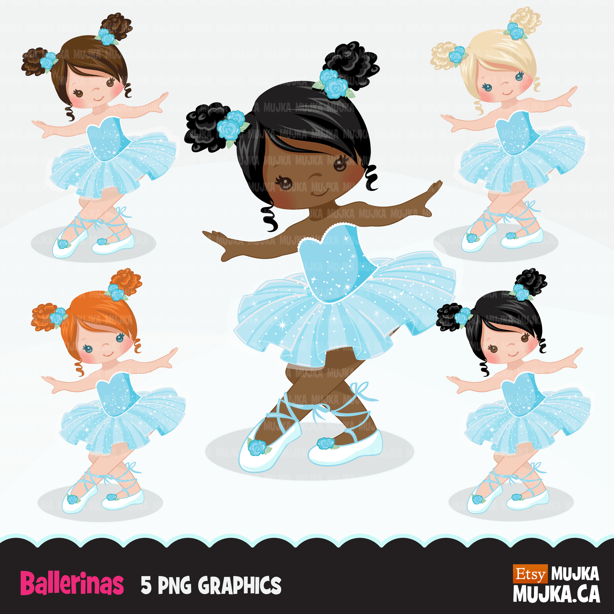 Ballerina Clipart Bundle, Cute ballerinas and ballet sets, dance graphics, Girls