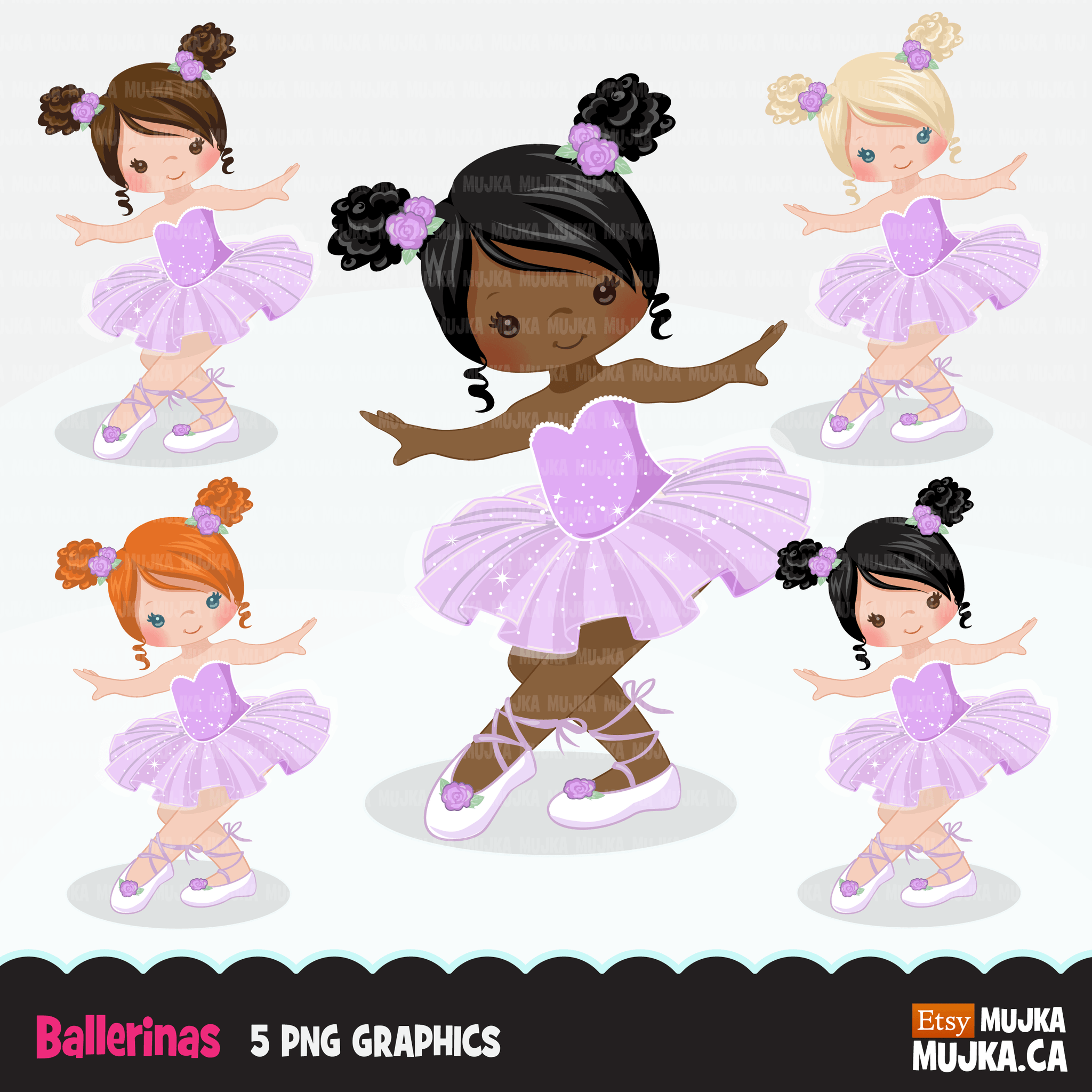 Ballerina Clipart Bundle, Cute ballerinas and ballet sets, dance graphics, Girls