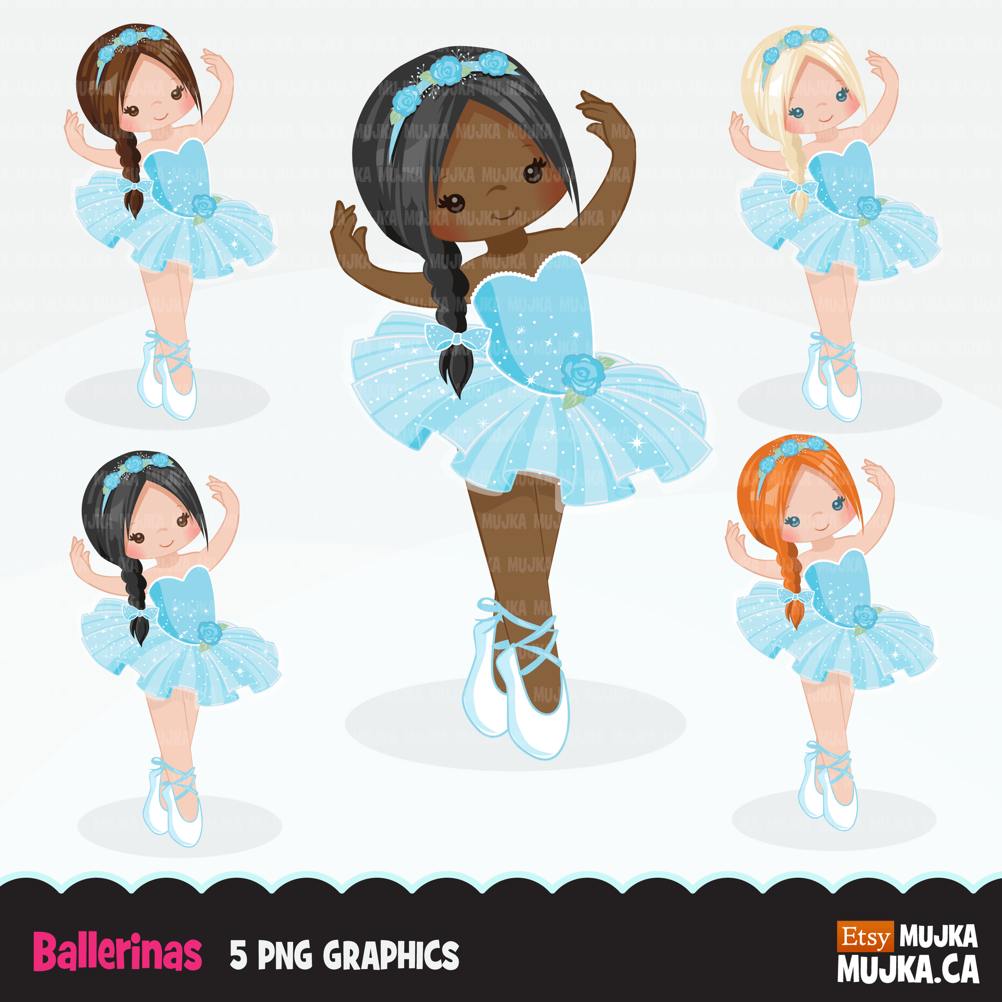 Ballerina Clipart Bundle, Cute ballerinas and ballet sets, dance graphics, Girls