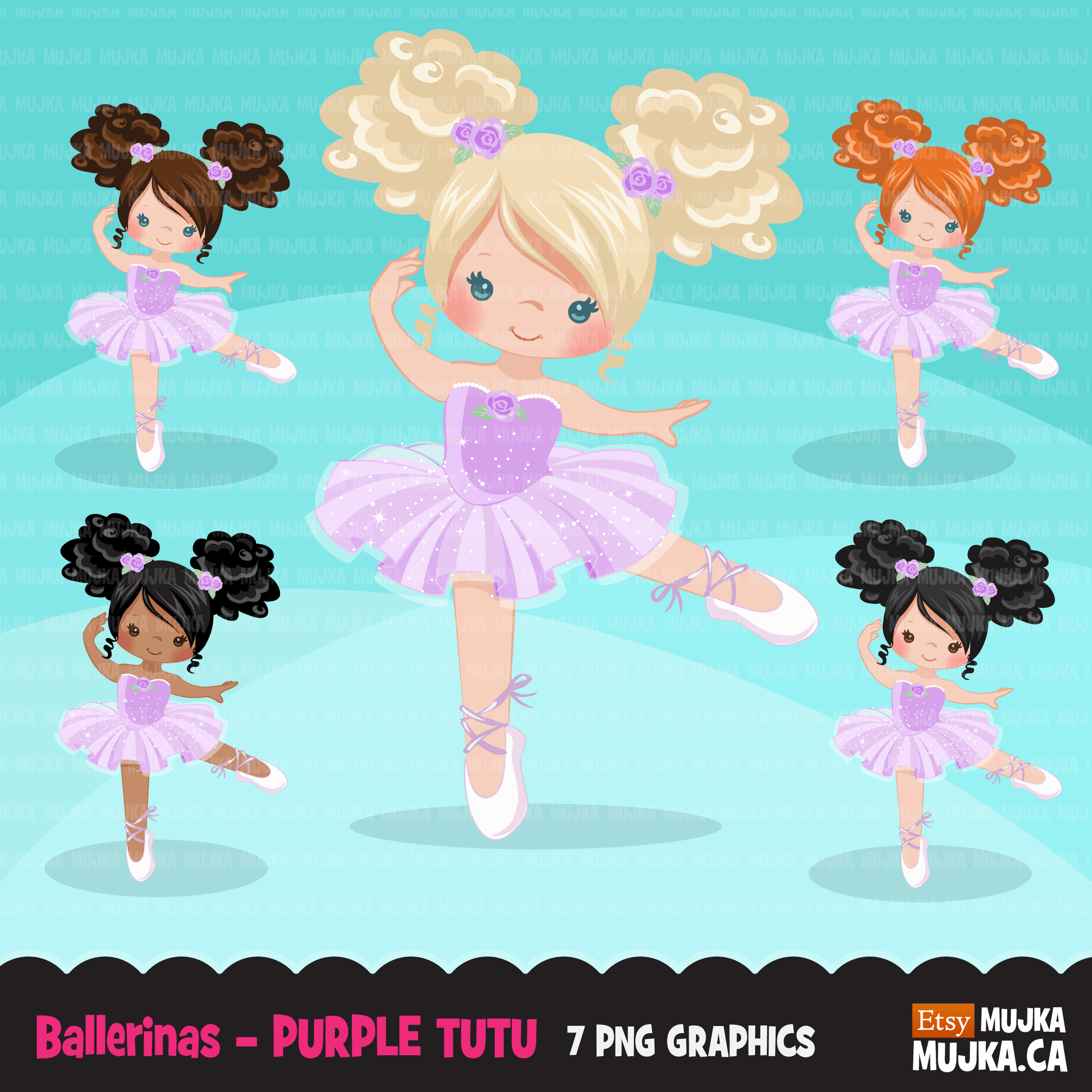 Ballerina Clipart Bundle, Cute ballerinas and ballet sets, dance graphics, Girls
