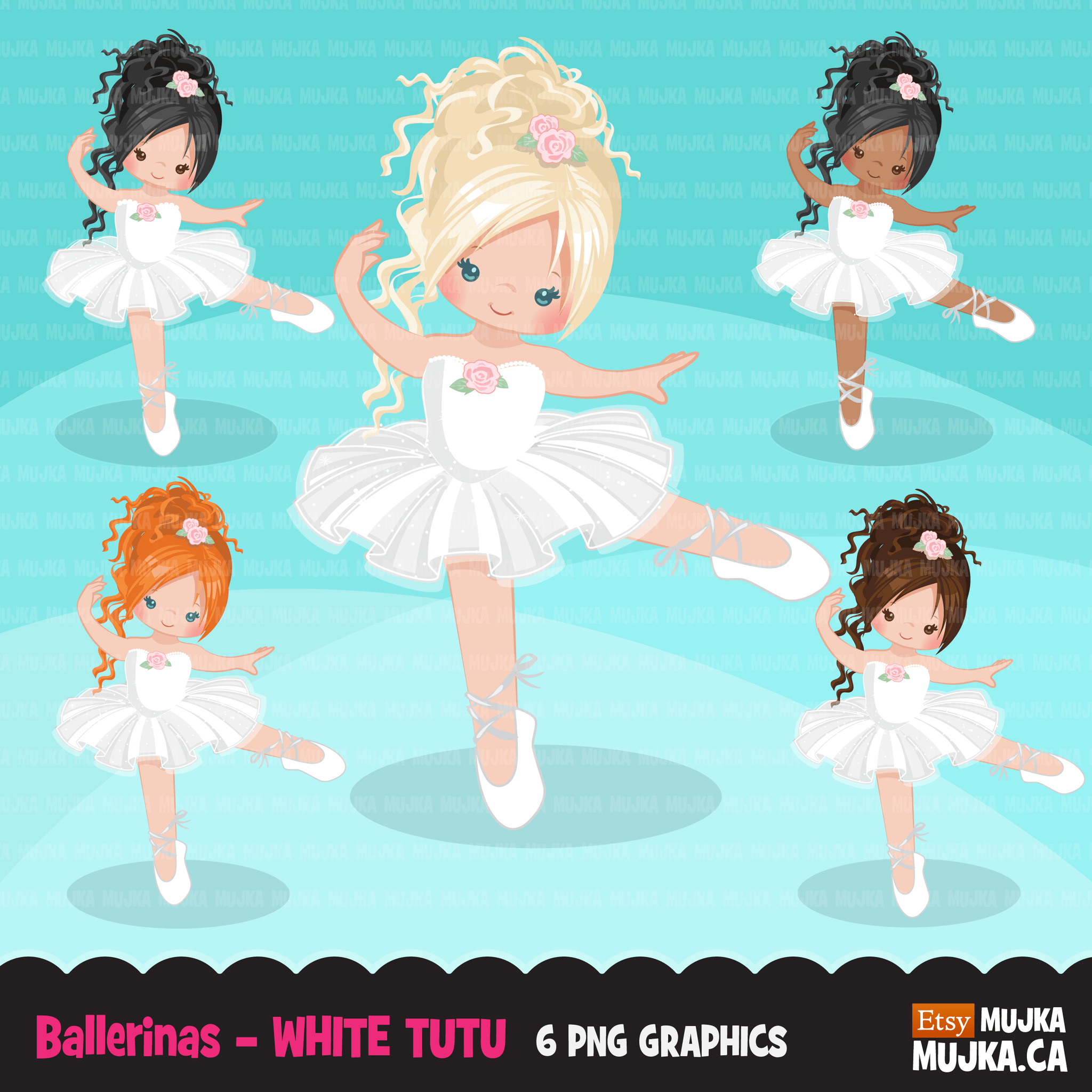 Ballerina Clipart Bundle, Cute ballerinas and ballet sets, dance graphics, Girls
