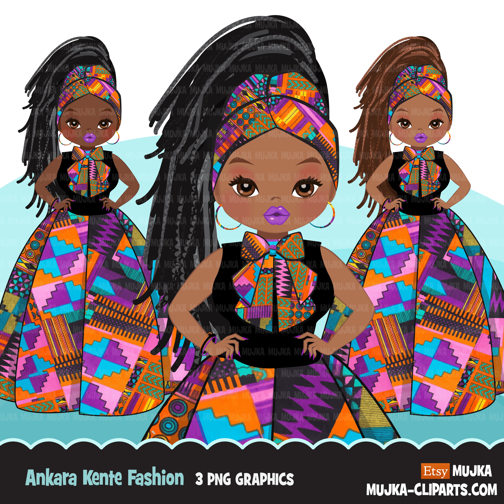 Ankara Fashion Graphics Bundle, Black History African American clipart, commercial use sublimation