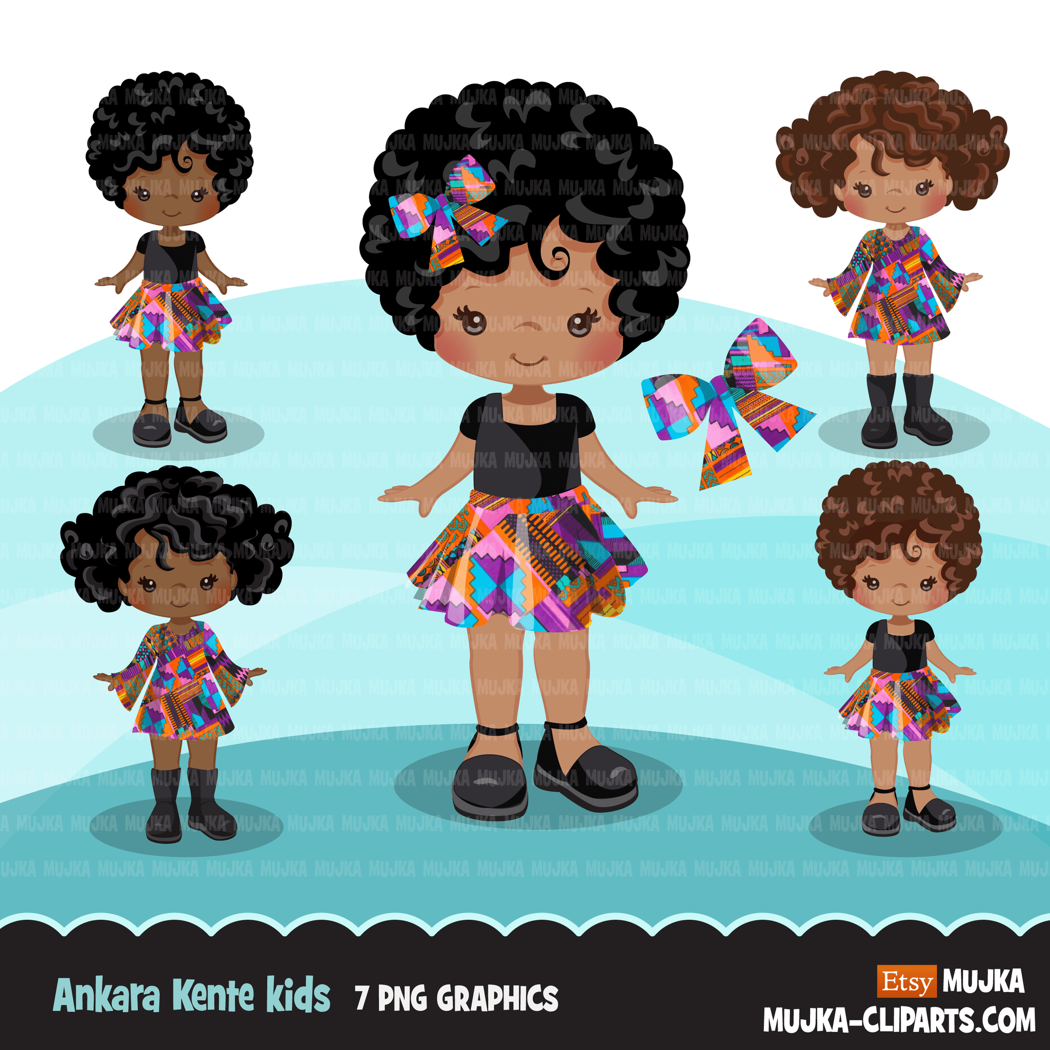Ankara Fashion Graphics Bundle, Black History African American clipart, commercial use sublimation