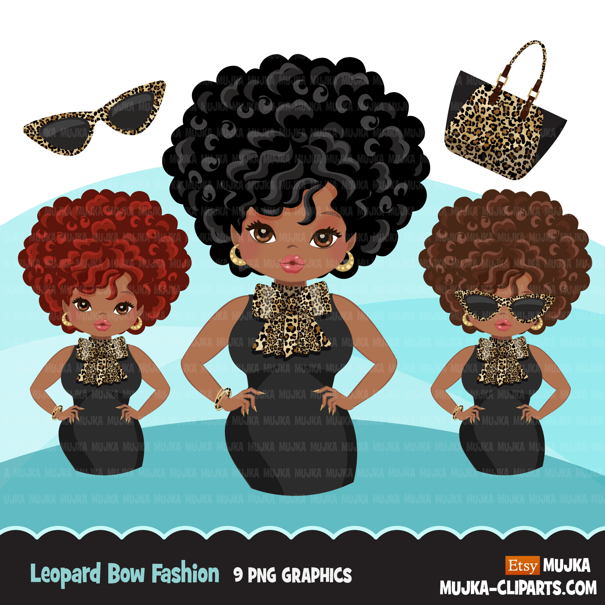 Ankara Fashion Graphics Bundle, Black History African American clipart, commercial use sublimation