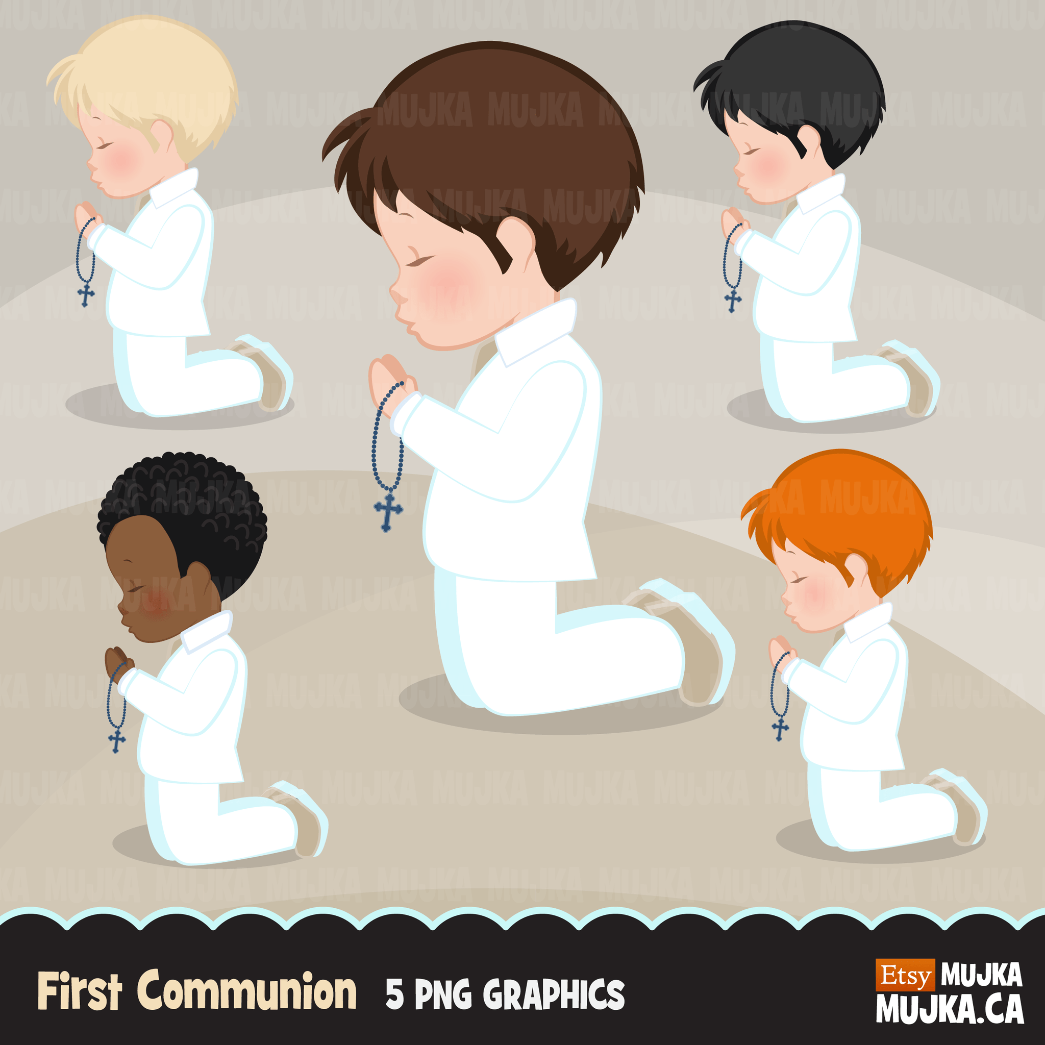 First Holy Communion BOYS Clipart Bundle. Religious Graphics religious