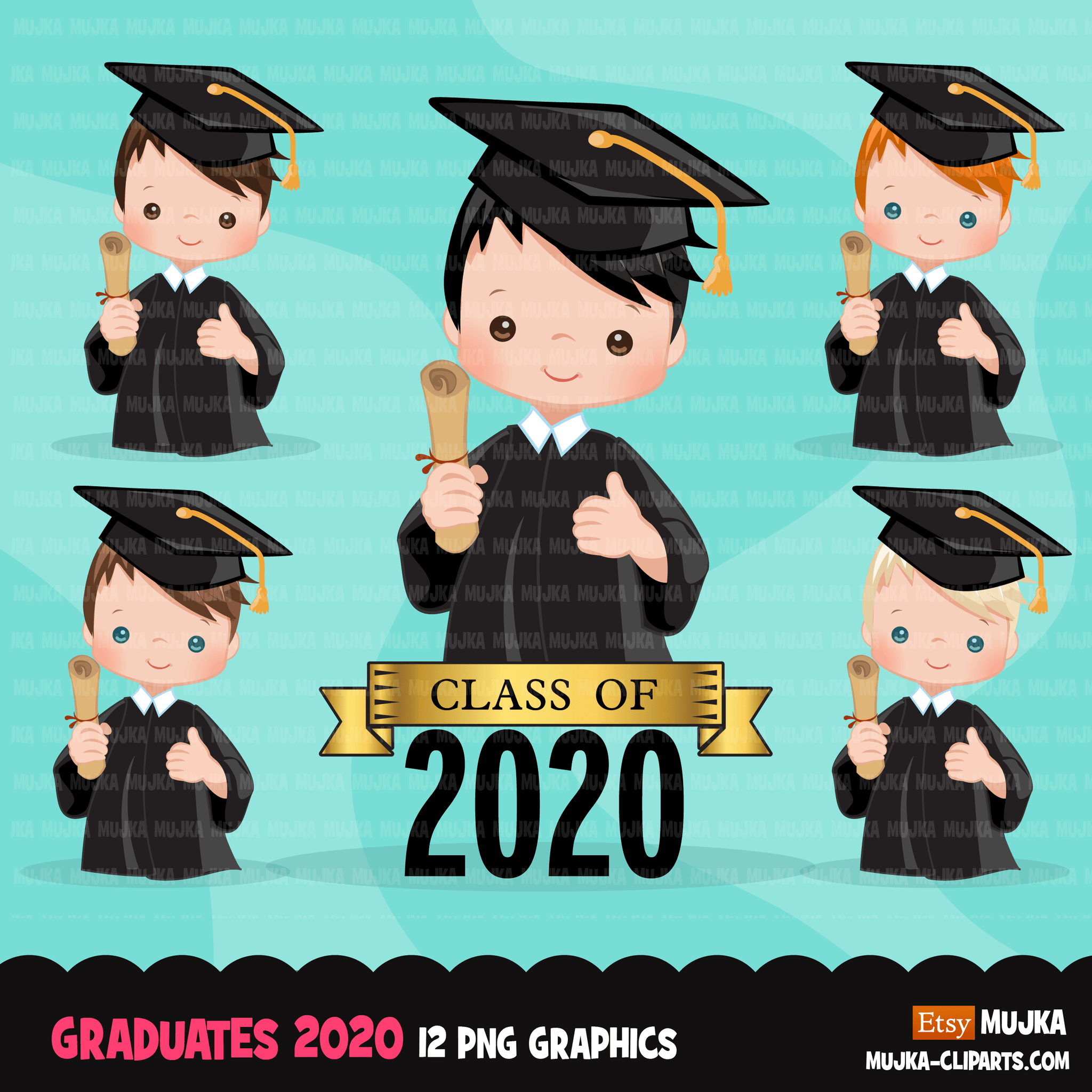 School Education Clipart Bundle. Students, graduates, teachers, distant learning and school elements graphics, boys girls