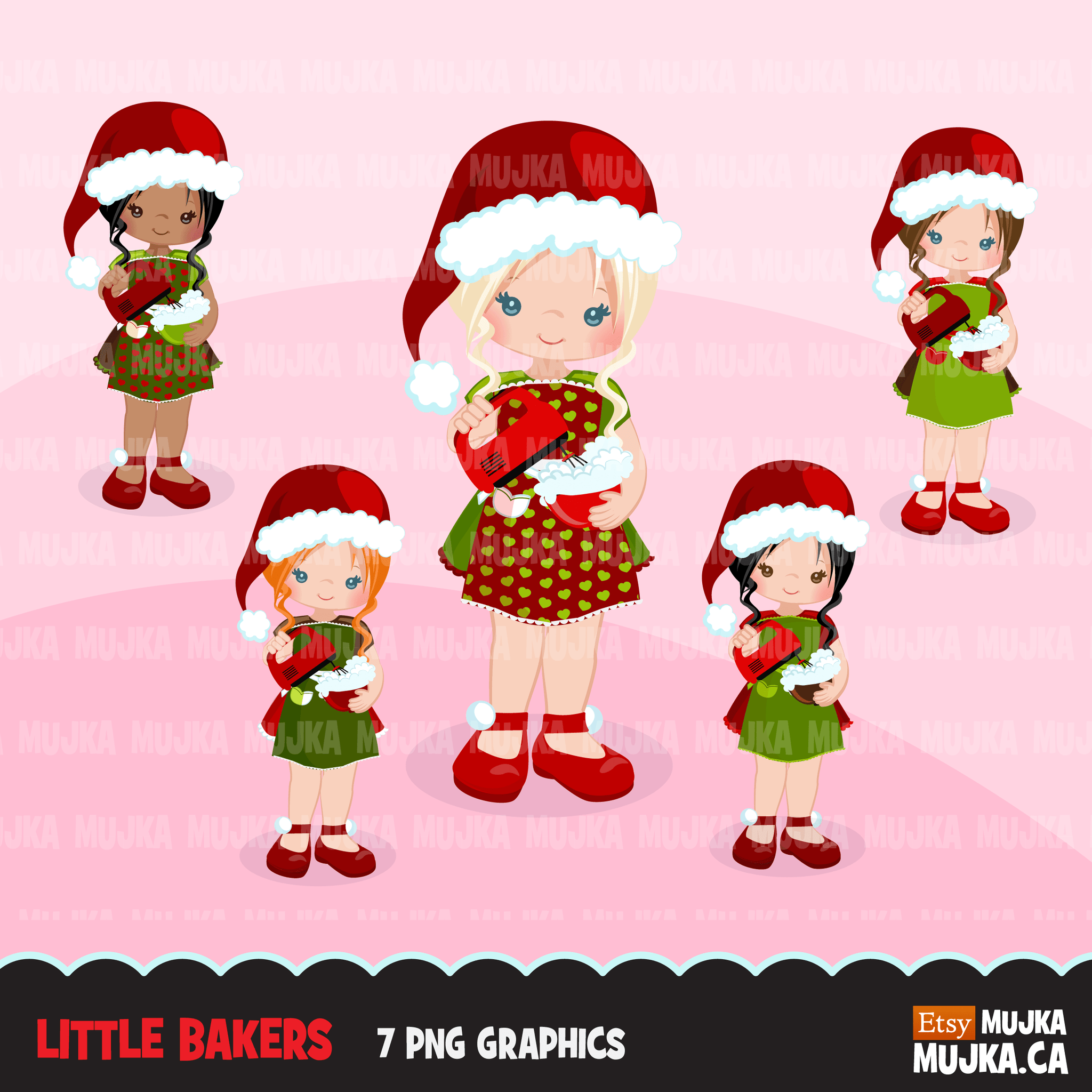 Christmas Clipart Bundle V2, Noel Illustrations, boy, girl, animal, gnomes, nutcracker, mermaids