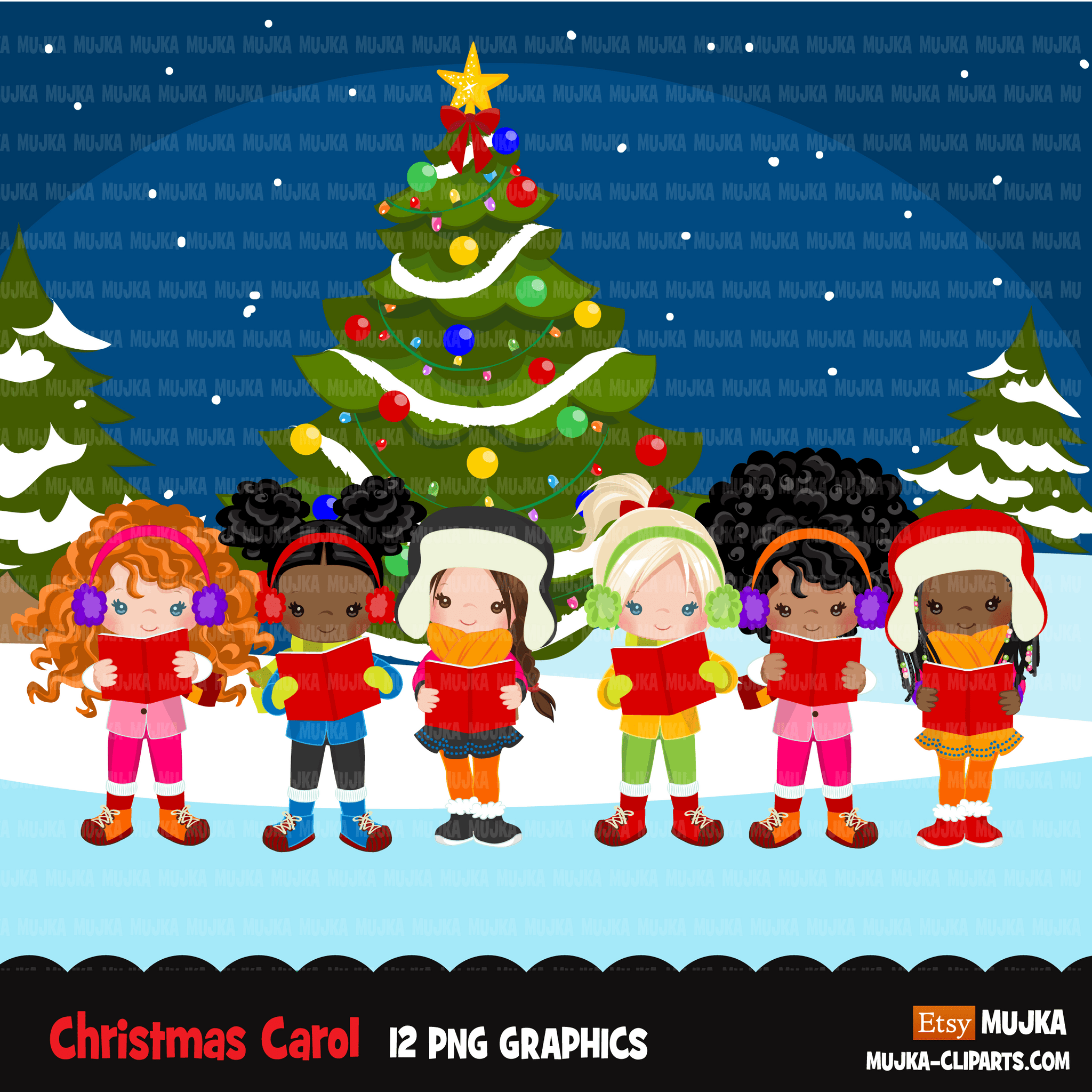 Christmas Clipart Bundle V2, Noel Illustrations, boy, girl, animal, gnomes, nutcracker, mermaids