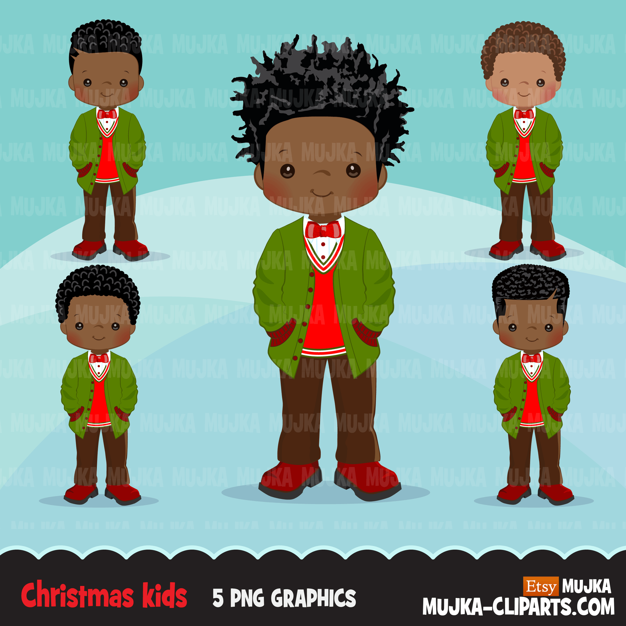 Christmas Clipart Bundle V2, Noel Illustrations, boy, girl, animal, gnomes, nutcracker, mermaids