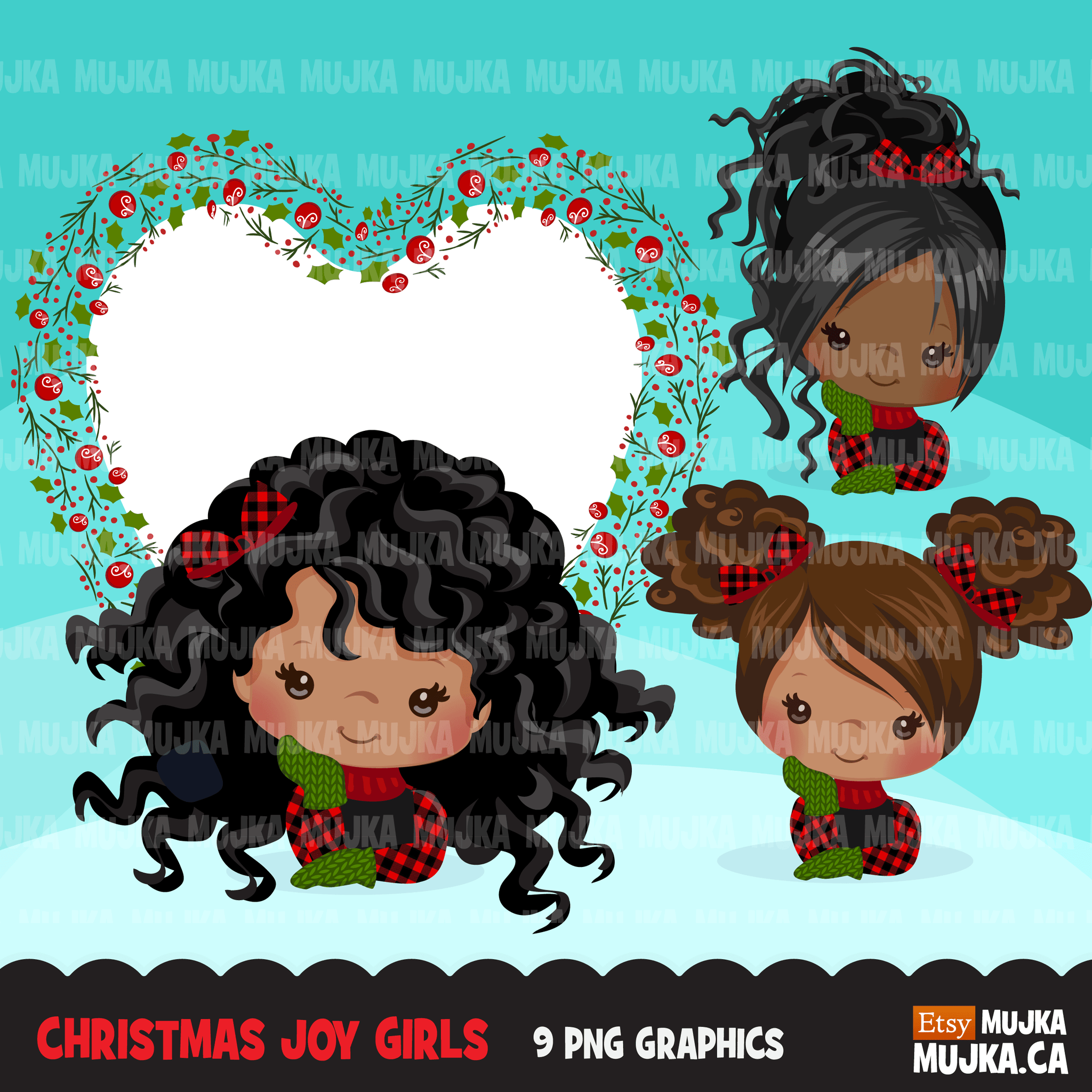 Christmas Clipart Bundle V2, Noel Illustrations, boy, girl, animal, gnomes, nutcracker, mermaids