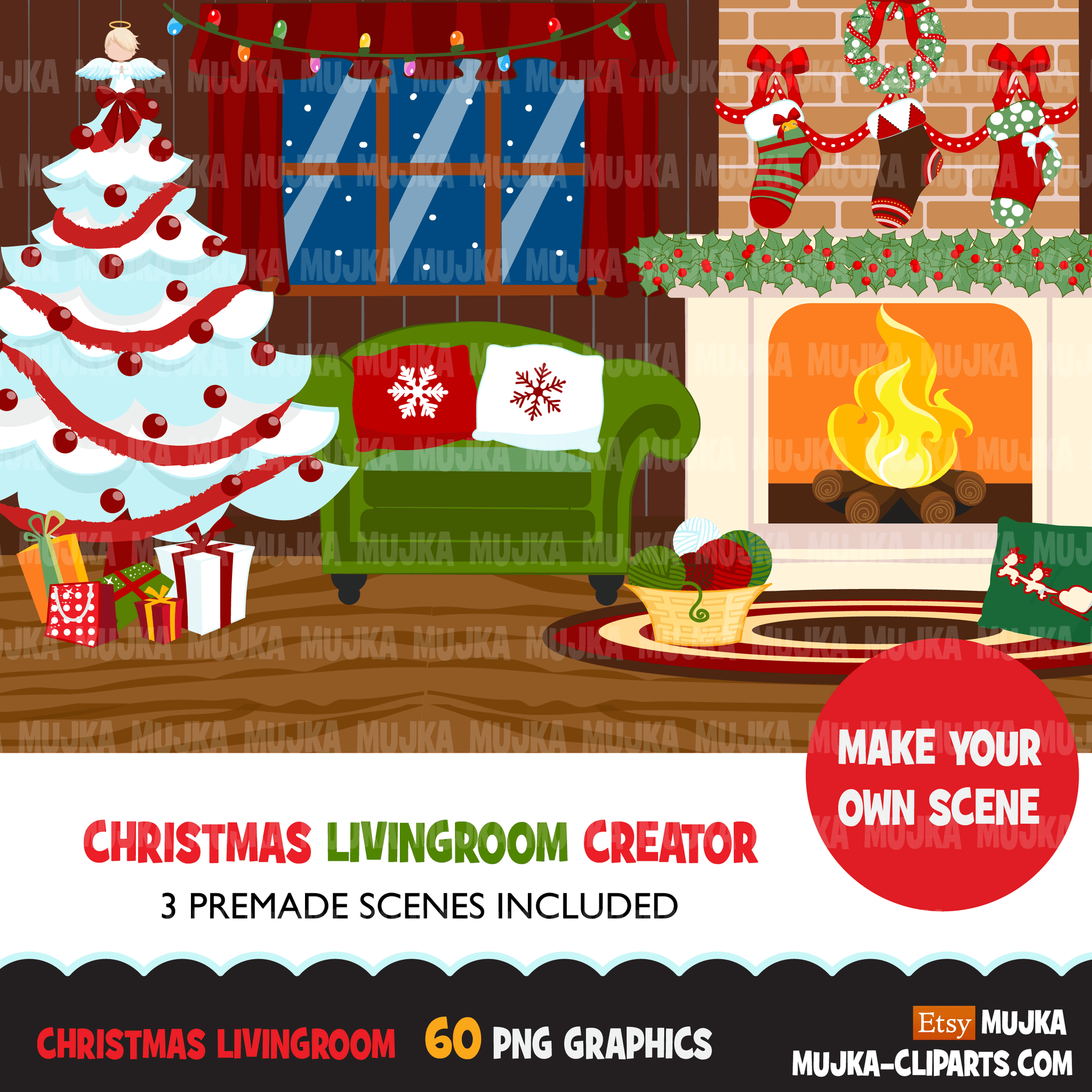 Christmas Clipart Bundle V2, Noel Illustrations, boy, girl, animal, gnomes, nutcracker, mermaids