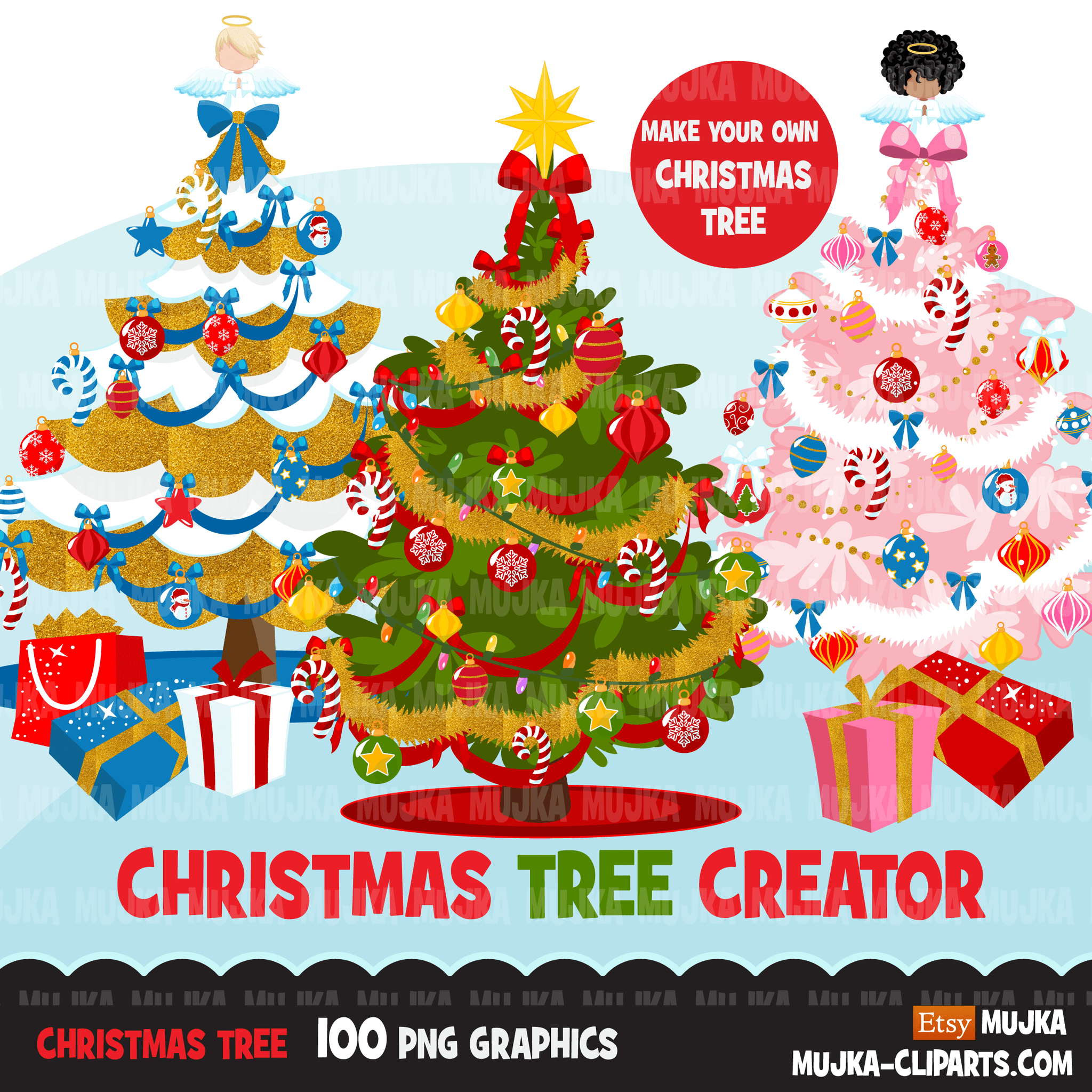 Christmas Clipart Bundle V2, Noel Illustrations, boy, girl, animal, gnomes, nutcracker, mermaids