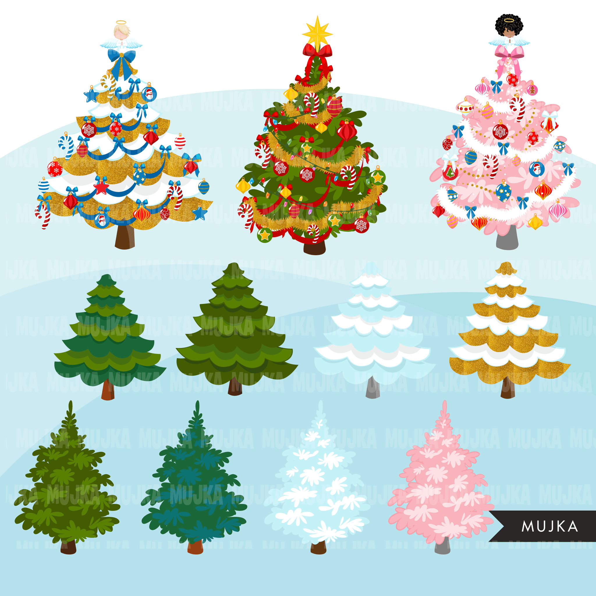 Christmas Clipart Bundle V2, Noel Illustrations, boy, girl, animal, gnomes, nutcracker, mermaids