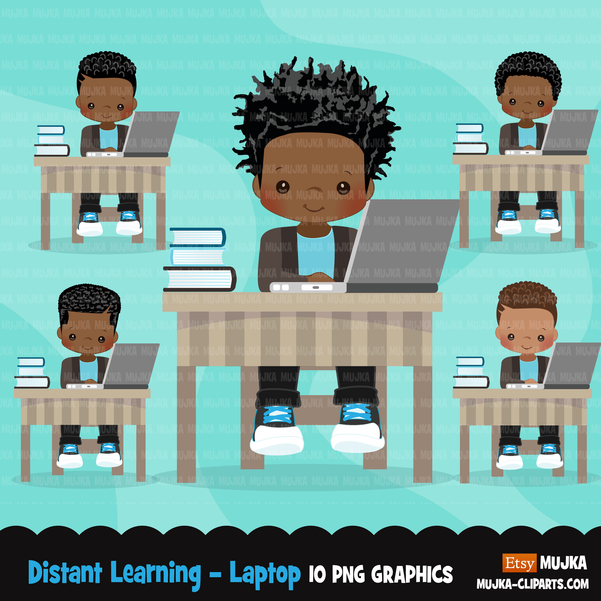 School Education Clipart Bundle. Students, graduates, teachers, distant learning and school elements graphics, boys girls