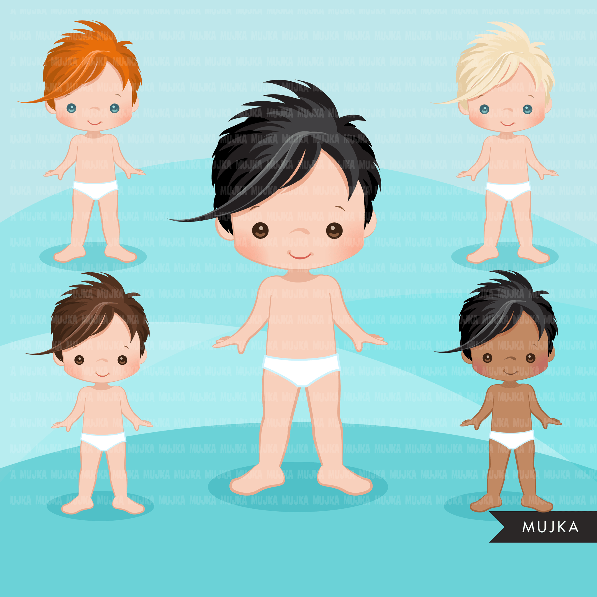 Paquete de imágenes prediseñadas de Paper Doll, gráficos de vestir, trajes de moda para niños, niñas y niños, gráficos de sublimación png