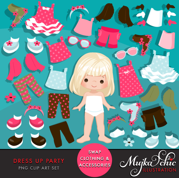 Paper Doll clipart Bundle, Dress up graphics, fashion outfits for kids girl and boy png sublimation graphics