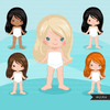 Paquete de imágenes prediseñadas de Paper Doll, gráficos de vestir, trajes de moda para niños, niñas y niños, gráficos de sublimación png