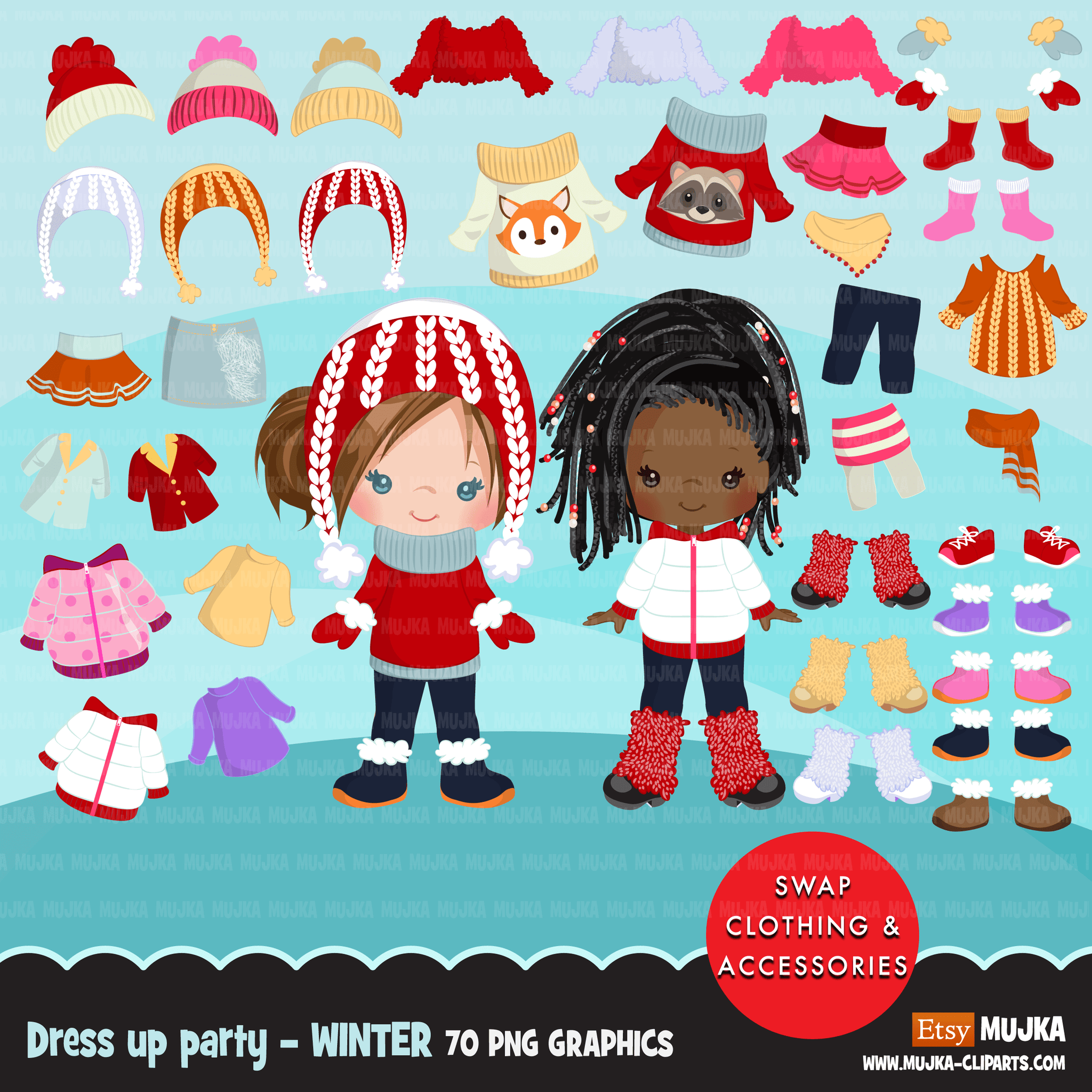 Paquete de imágenes prediseñadas de Paper Doll, gráficos de vestir, trajes de moda para niños, niñas y niños, gráficos de sublimación png