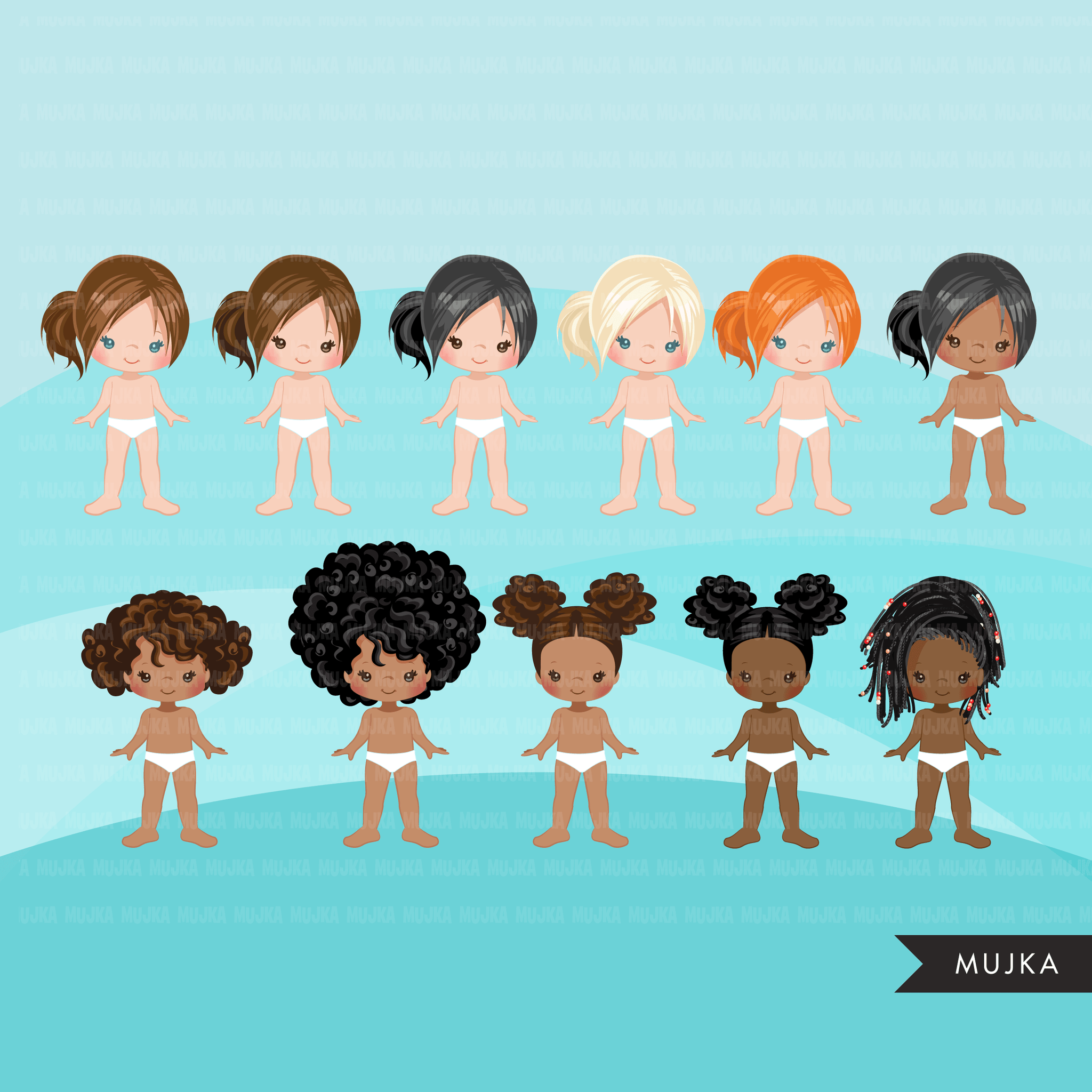 Paquete de imágenes prediseñadas de Paper Doll, gráficos de vestir, trajes de moda para niños, niñas y niños, gráficos de sublimación png