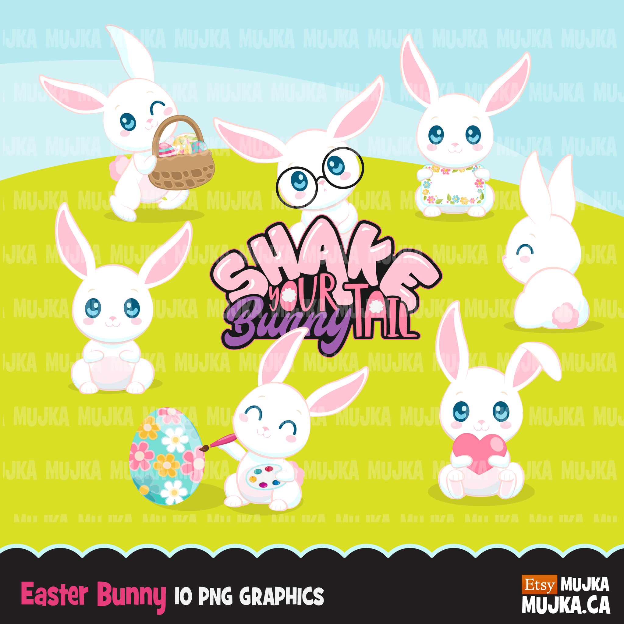 Easter Spring Clipart Bundle, gnomes, bunny, kids, eggs, animals, plants, llama graphics commercial use PNG clip art
