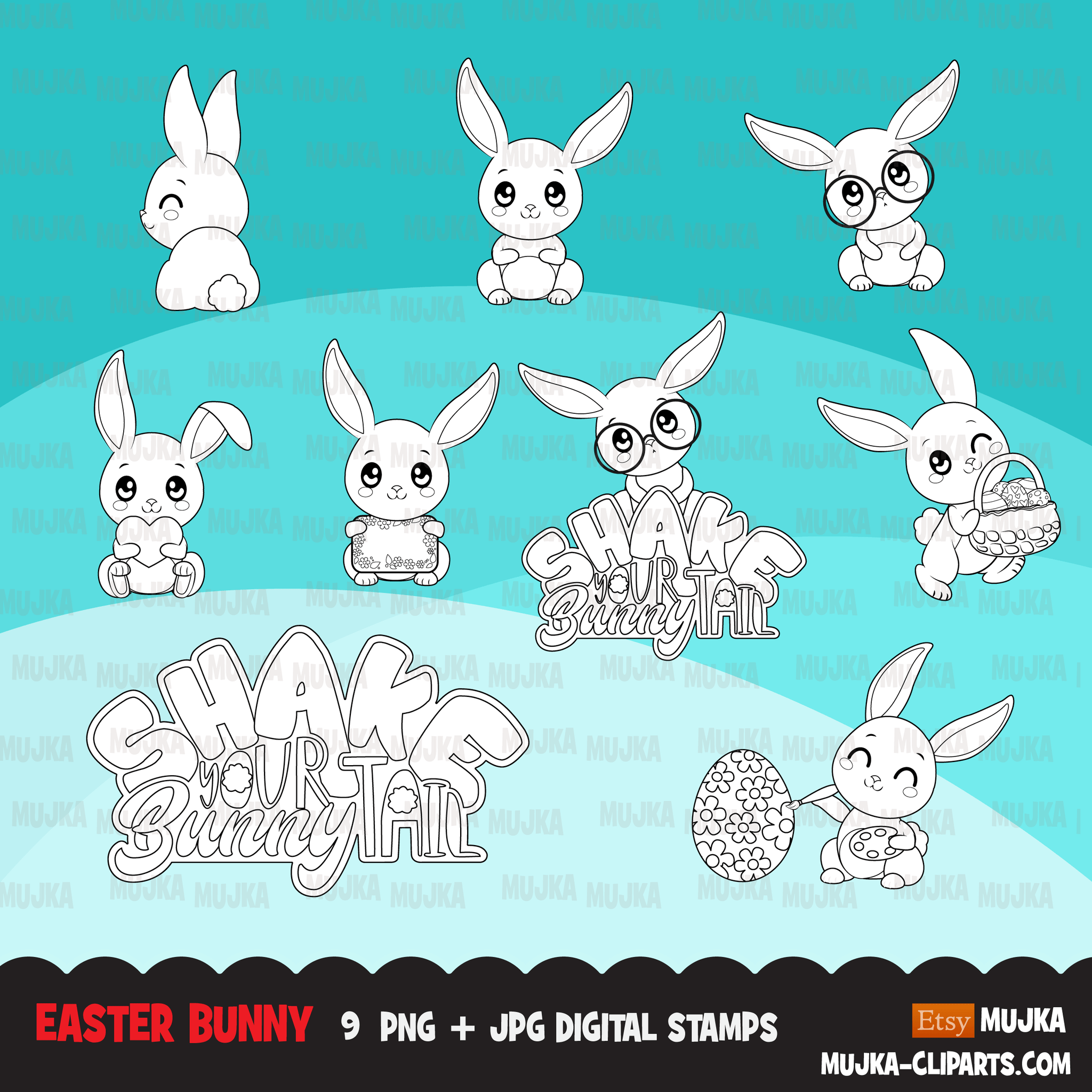 Easter Spring Clipart Bundle, gnomes, bunny, kids, eggs, animals, plants, llama graphics commercial use PNG clip art