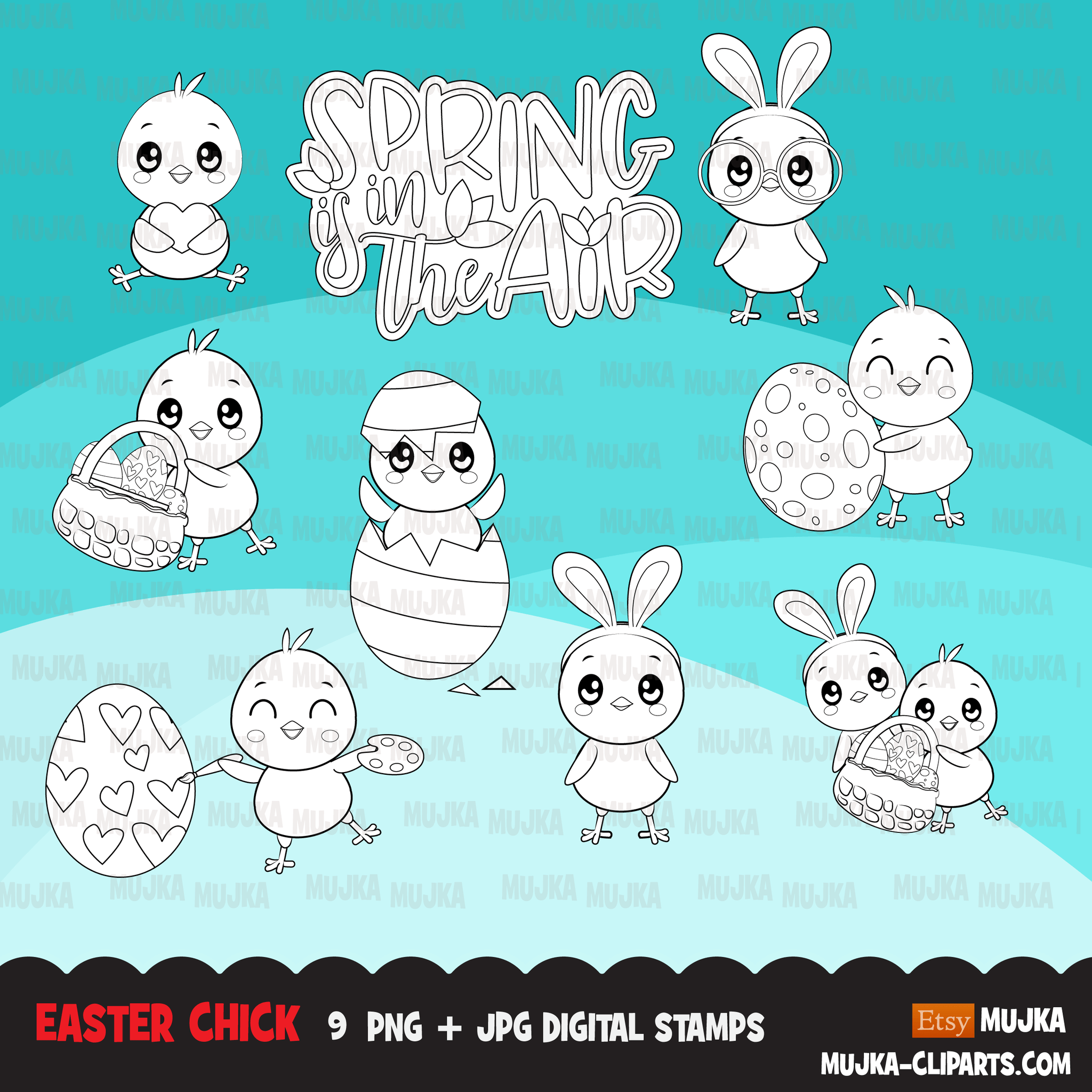 Easter Spring Clipart Bundle, gnomes, bunny, kids, eggs, animals, plants, llama graphics commercial use PNG clip art