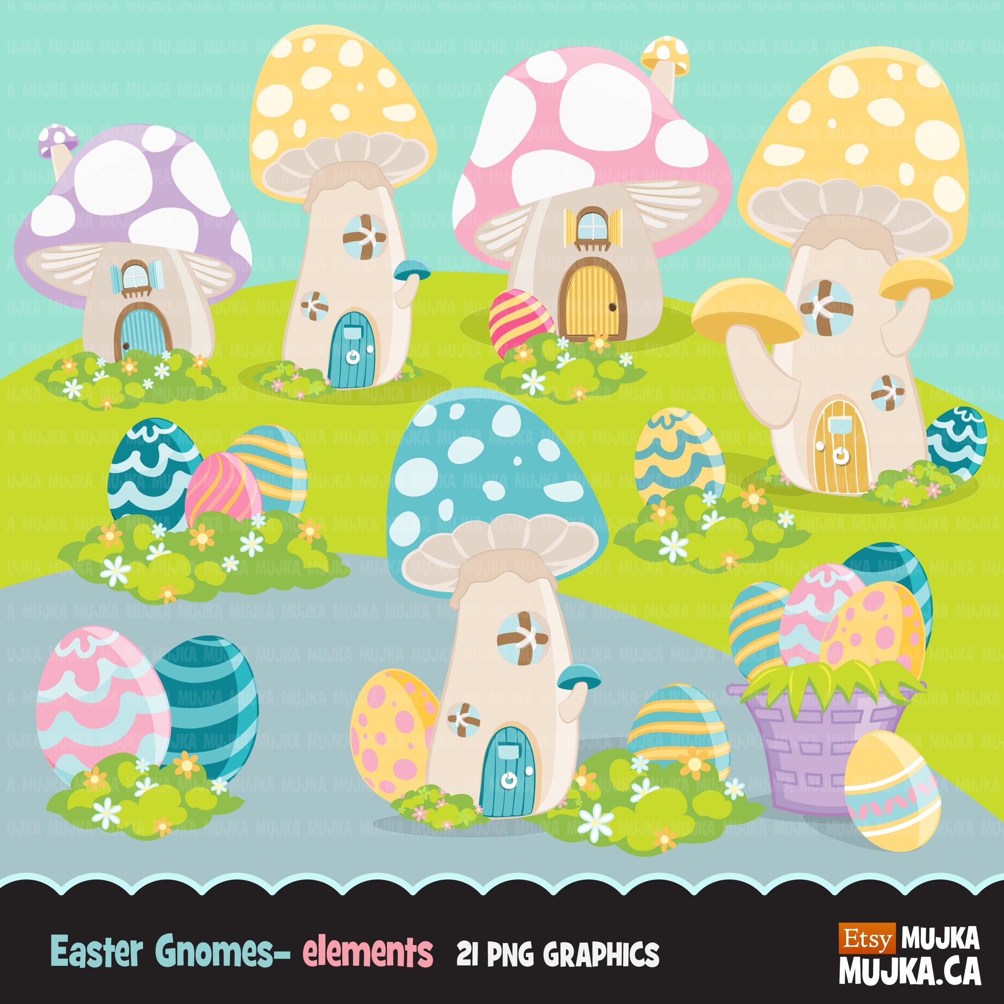 Gnomes Clipart Bundle, Easter, St Patrick's Day, School, Valentines, birthday, Halloween, Christmas, commercial use PNG clip art