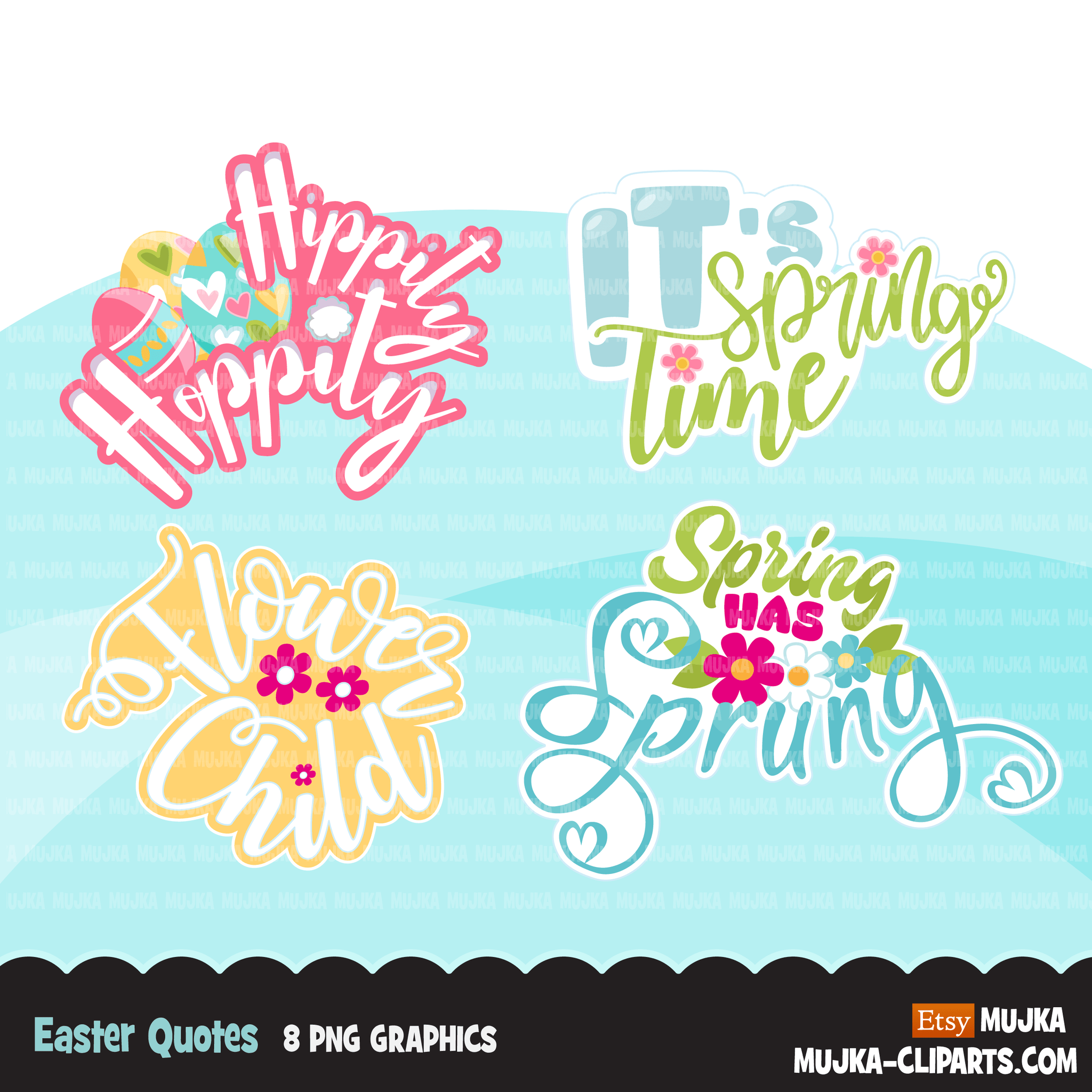 Easter Spring Clipart Bundle, gnomes, bunny, kids, eggs, animals, plants, llama graphics commercial use PNG clip art
