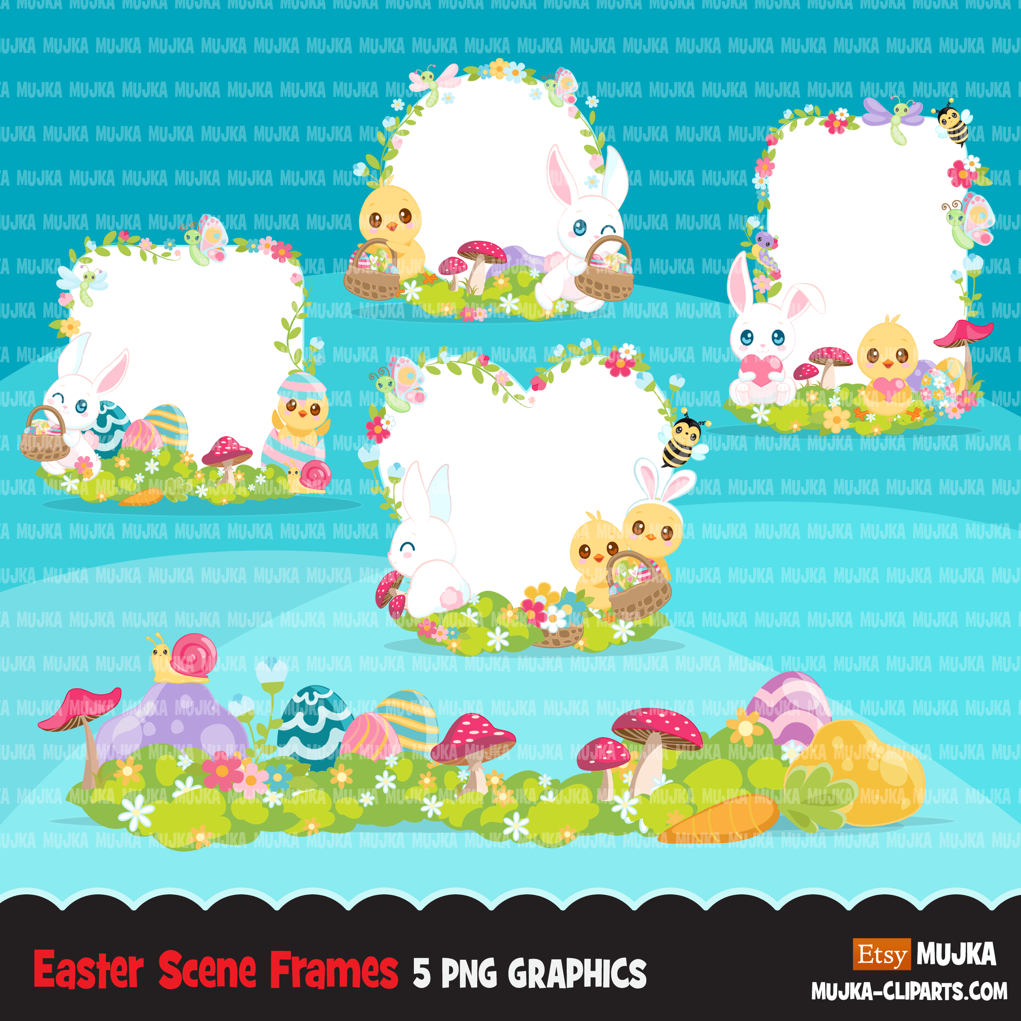 Easter Spring Clipart Bundle, gnomes, bunny, kids, eggs, animals, plants, llama graphics commercial use PNG clip art