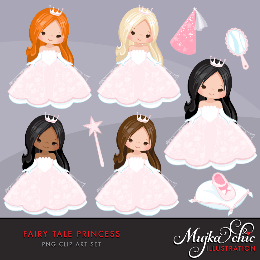 Fairy Tale Clipart Bundle. Princess and prince storybook graphics. Boy and Girl