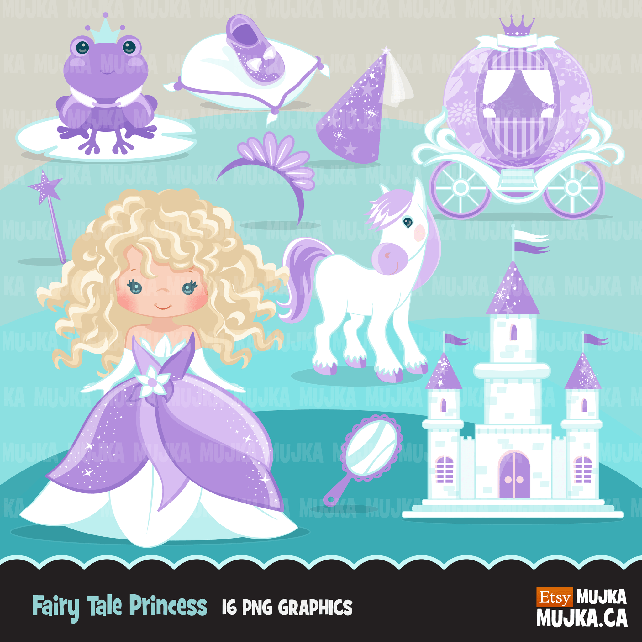 Fairy Tale Clipart Bundle. Princess and prince storybook graphics. Boy and Girl