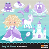 Fairy Tale Clipart Bundle. Princess and prince storybook graphics. Boy and Girl