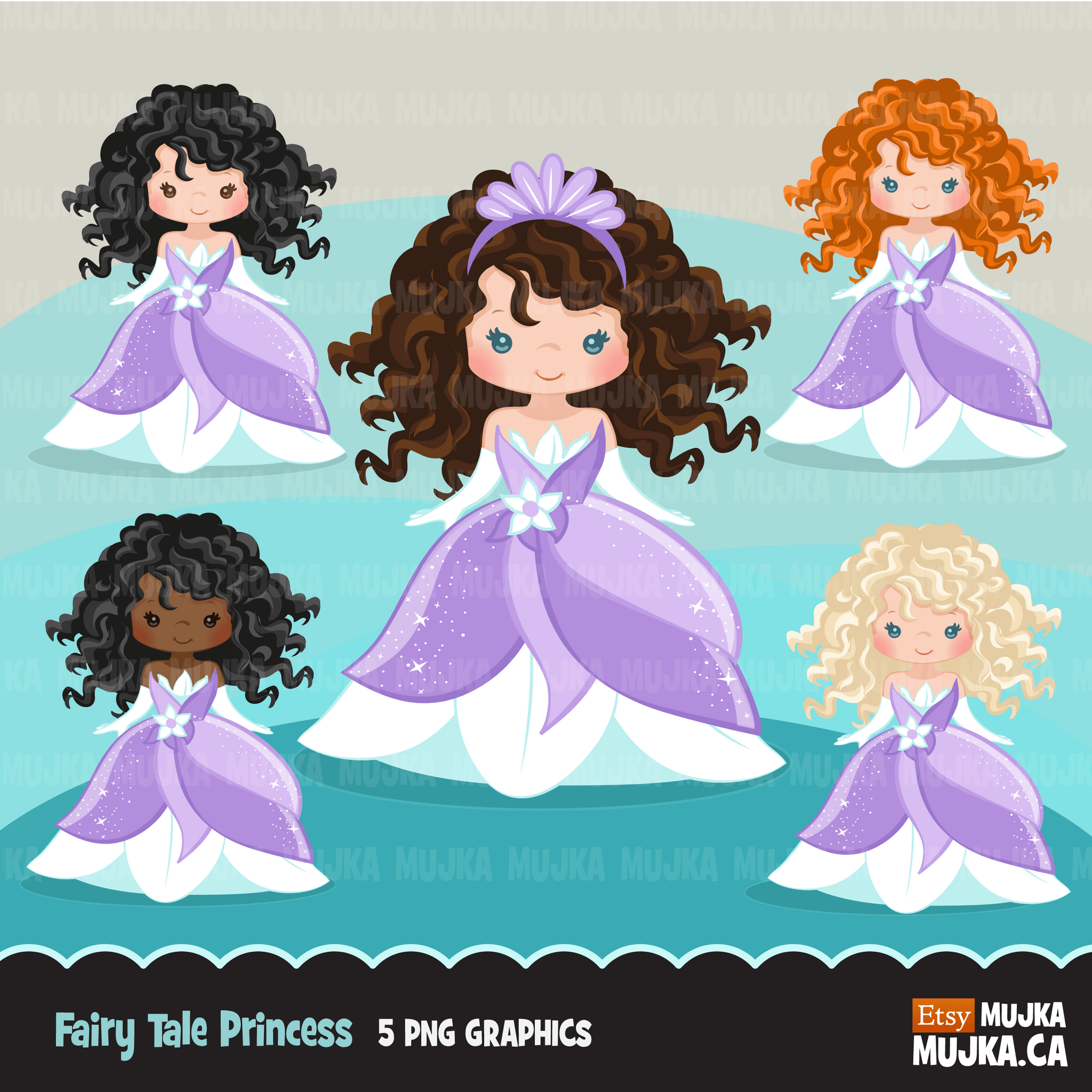 Fairy Tale Clipart Bundle. Princess and prince storybook graphics. Boy and Girl