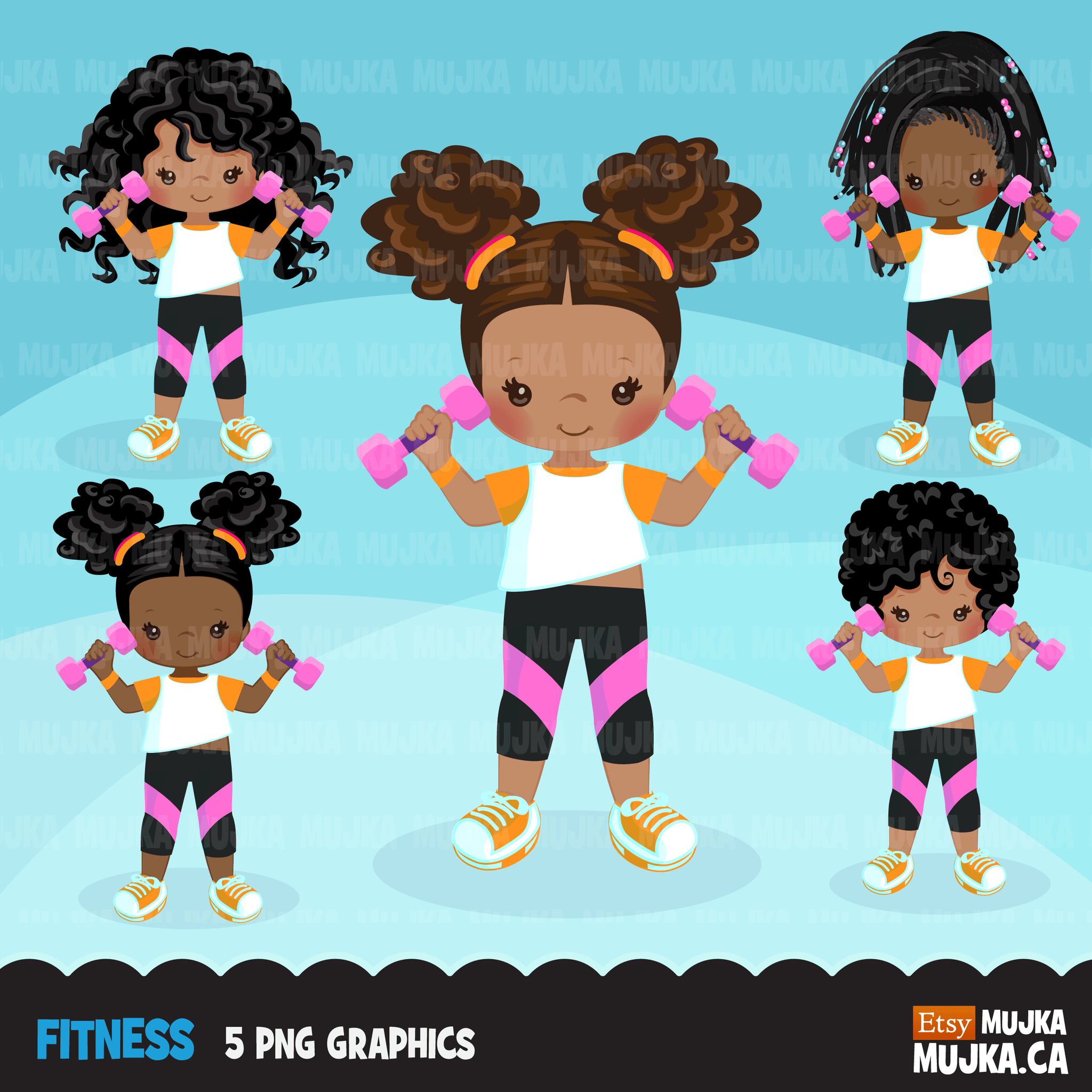 Gymnastics Fitness Clipart Bundle, Sports, workout sublimation t-shirt for black, boy, girl graphics commercial use PNG clip art