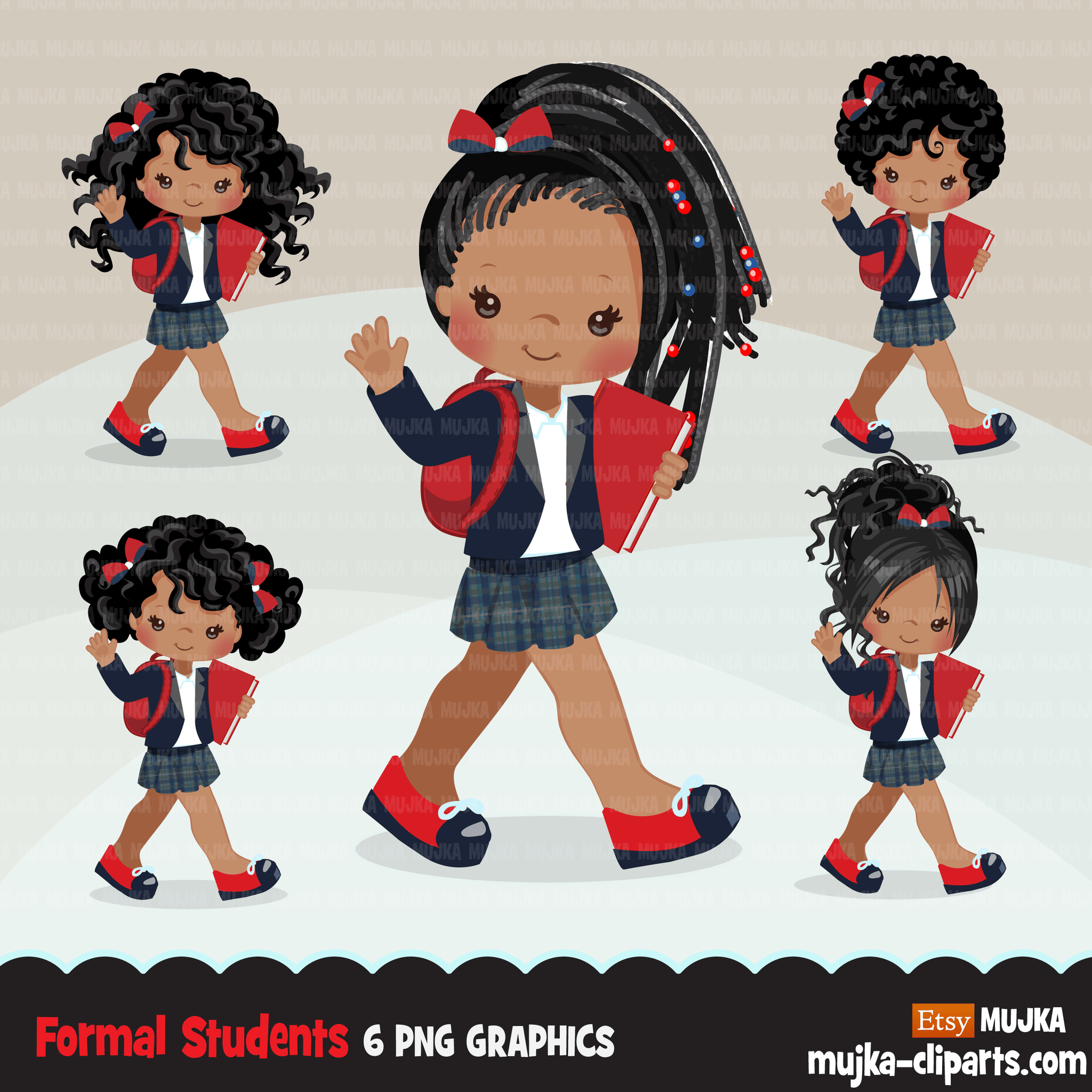 School Education Clipart Bundle. Students, graduates, teachers, distant learning and school elements graphics, boys girls