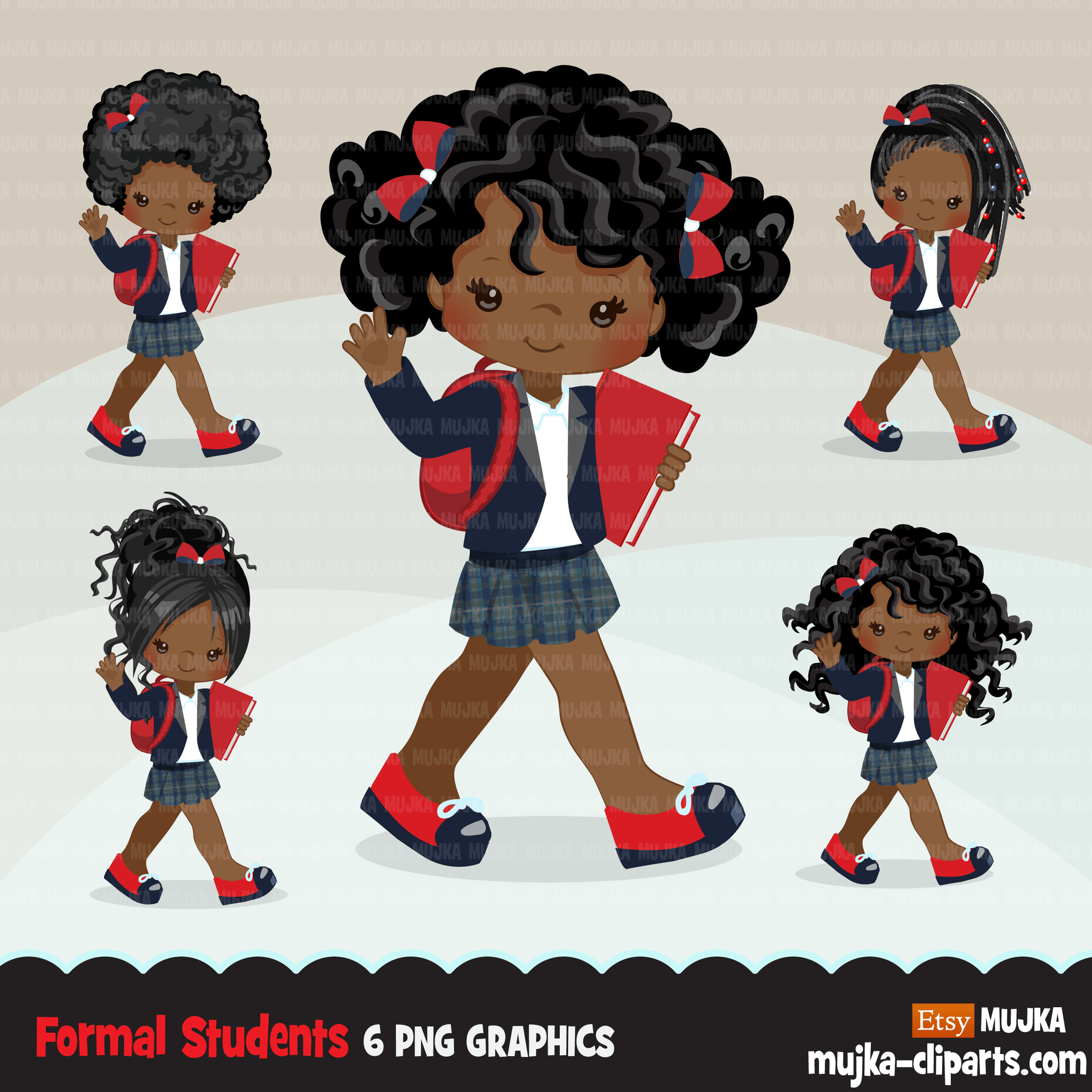 School Education Clipart Bundle. Students, graduates, teachers, distant learning and school elements graphics, boys girls