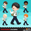 School Education Clipart Bundle. Students, graduates, teachers, distant learning and school elements graphics, boys girls
