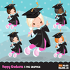 School Education Clipart Bundle. Students, graduates, teachers, distant learning and school elements graphics, boys girls