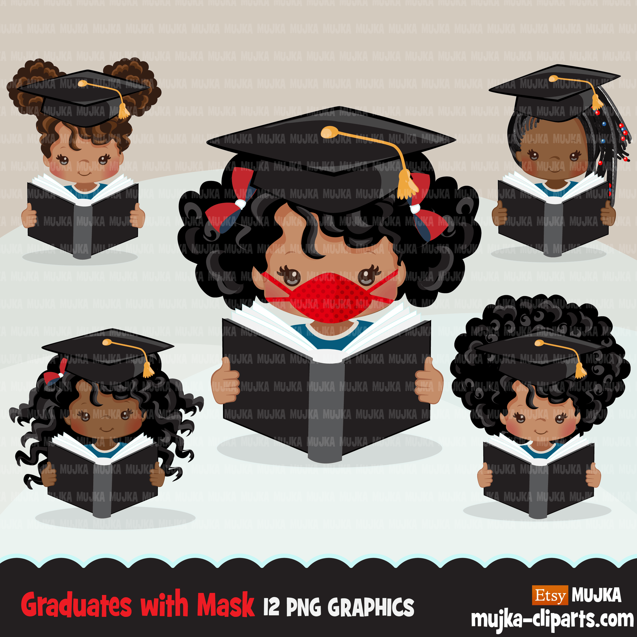 School Education Clipart Bundle. Students, graduates, teachers, distant learning and school elements graphics, boys girls