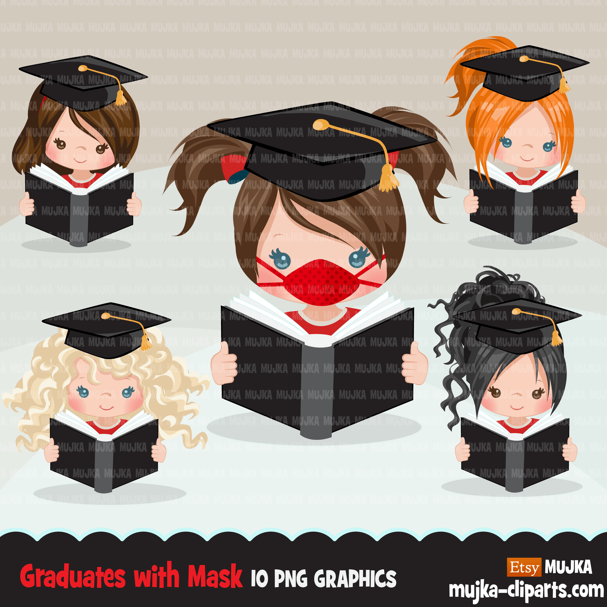 School Education Clipart Bundle. Students, graduates, teachers, distant learning and school elements graphics, boys girls