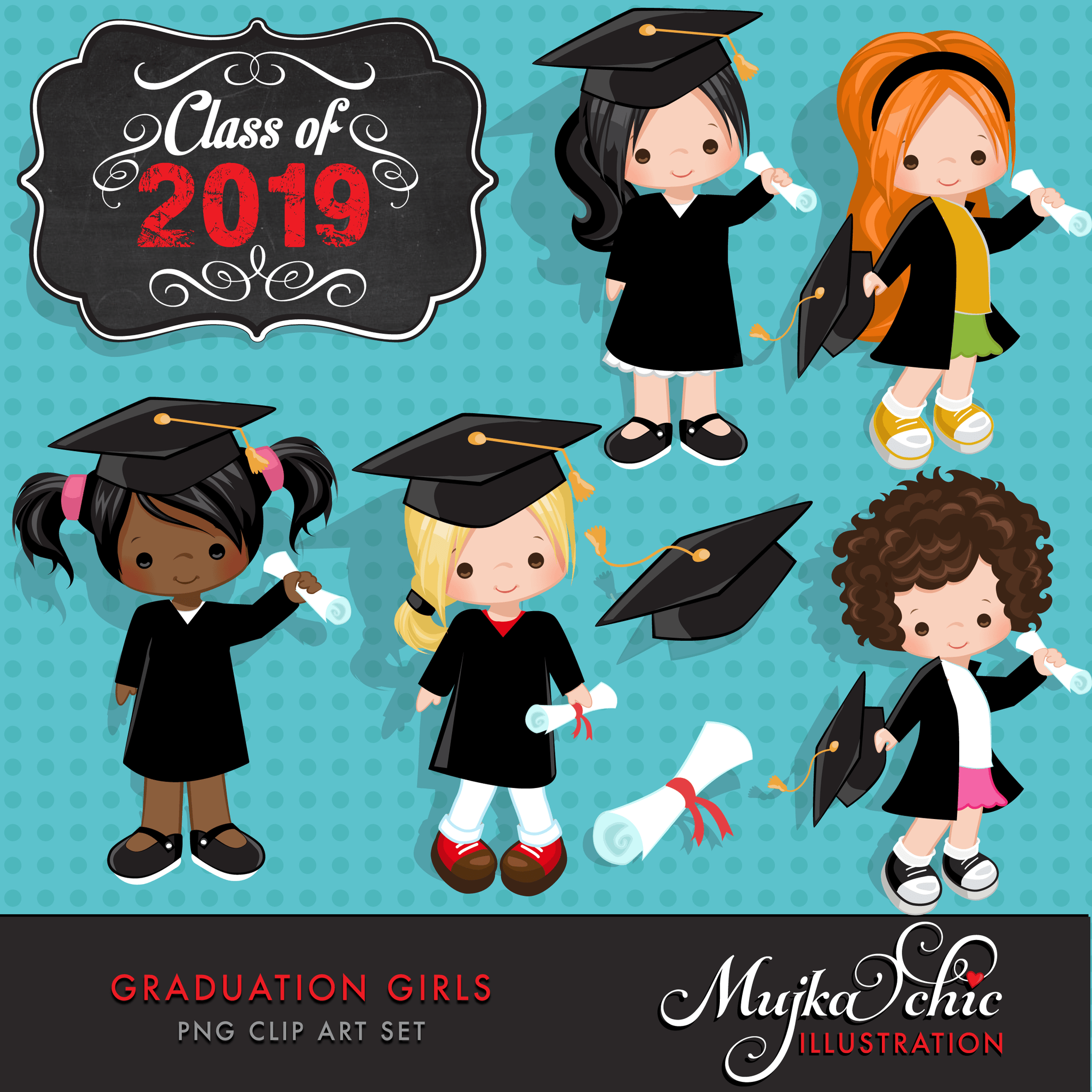 School Education Clipart Bundle. Students, graduates, teachers, distant learning and school elements graphics, boys girls