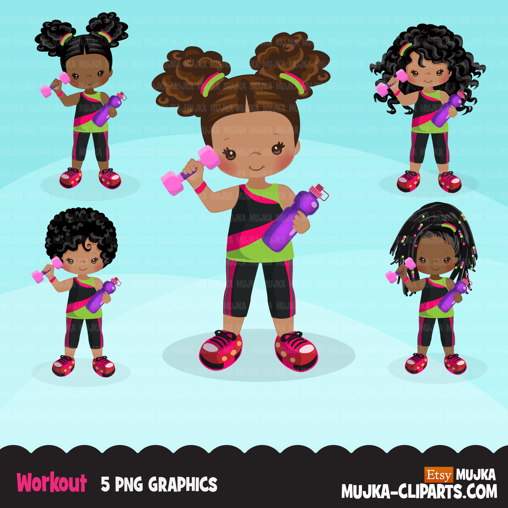 Gymnastics Fitness Clipart Bundle, Sports, workout sublimation t-shirt for black, boy, girl graphics commercial use PNG clip art