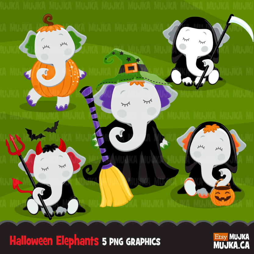 Halloween Clipart Bundle, Pumpkins, witches, Halloween baby, Halloween party boys & girls clip art commercial use PNG graphics